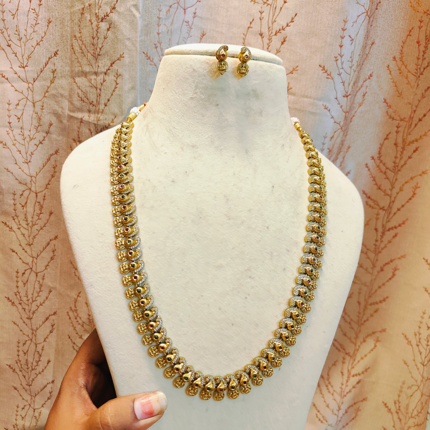 Antique lakshmi coin haram with stud earrings