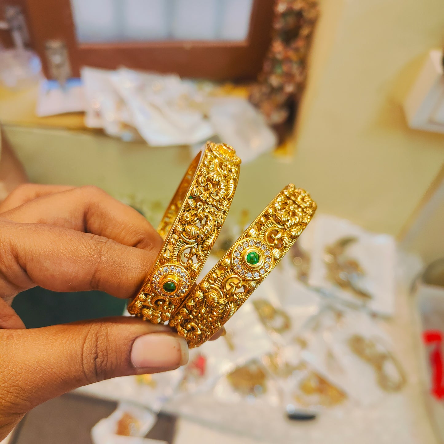 Antique peacock motif bangles