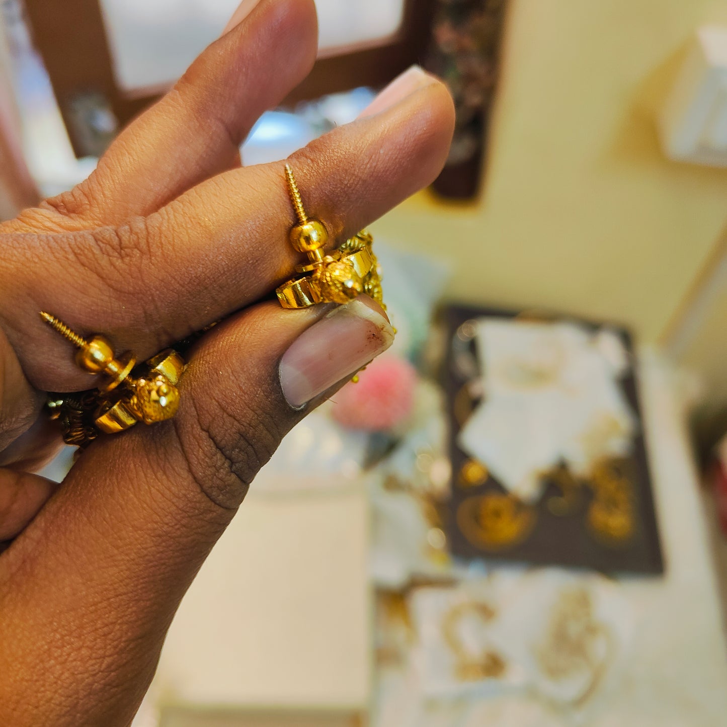 Divine lakshmi antique temple Kanti jadau brass necklace set