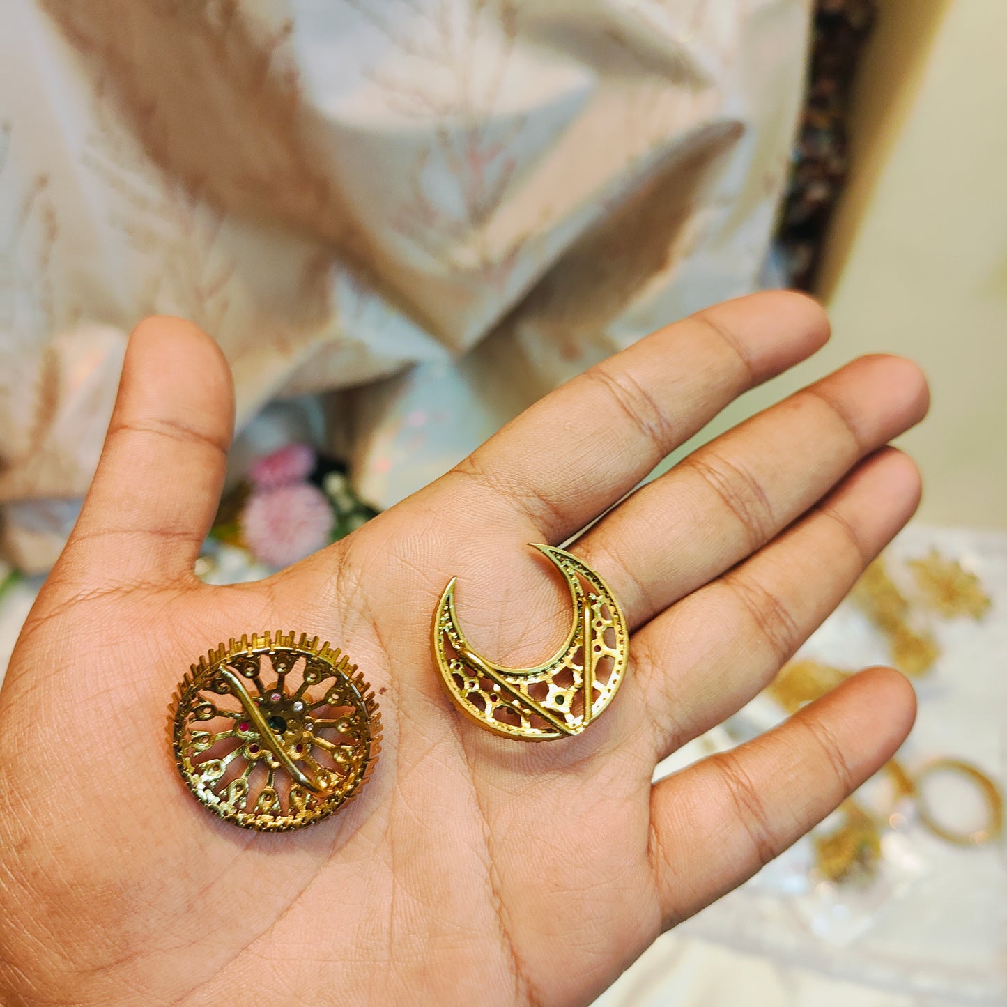 Cz sun and moon hair accessories