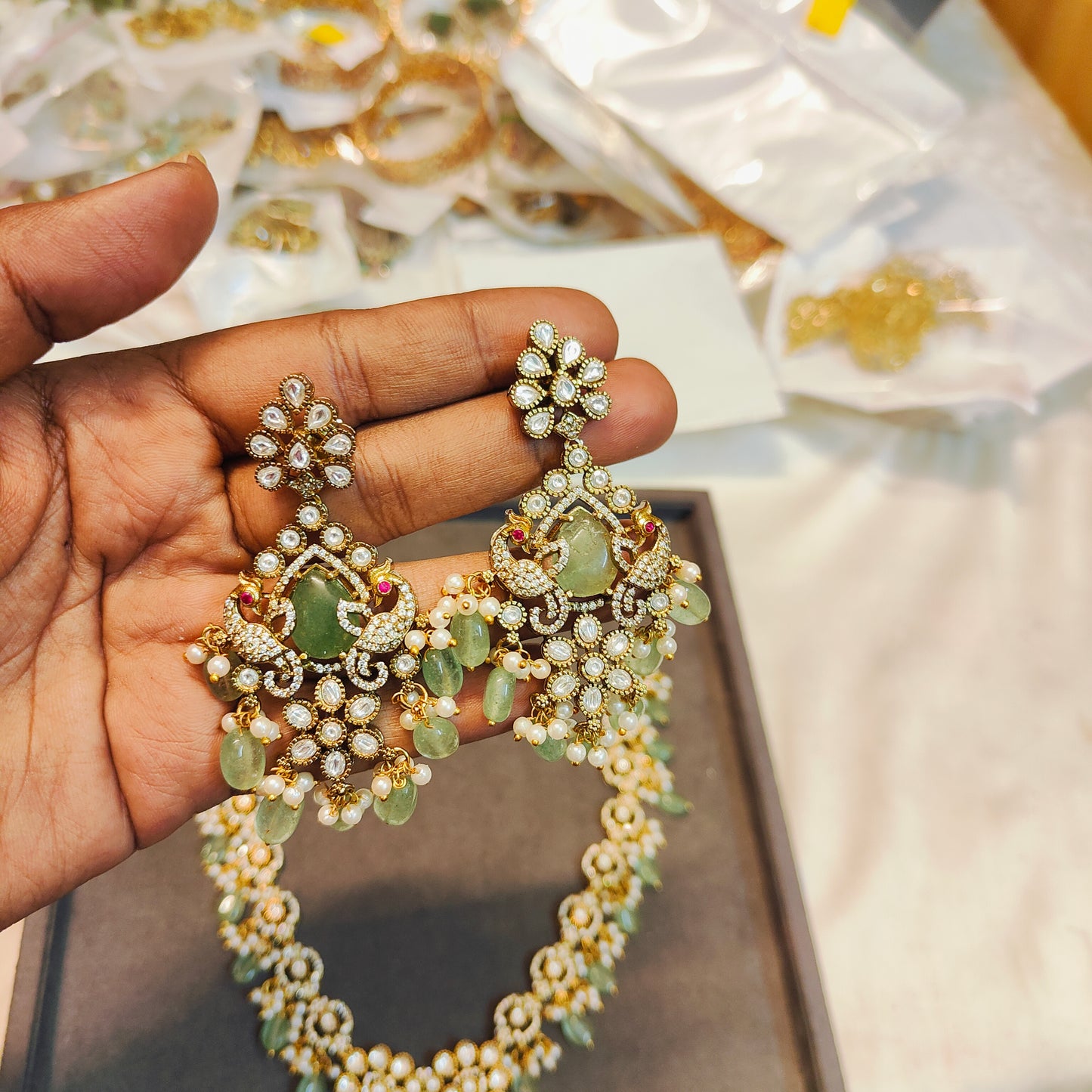 Statement Moissanite Polki kundan neckset