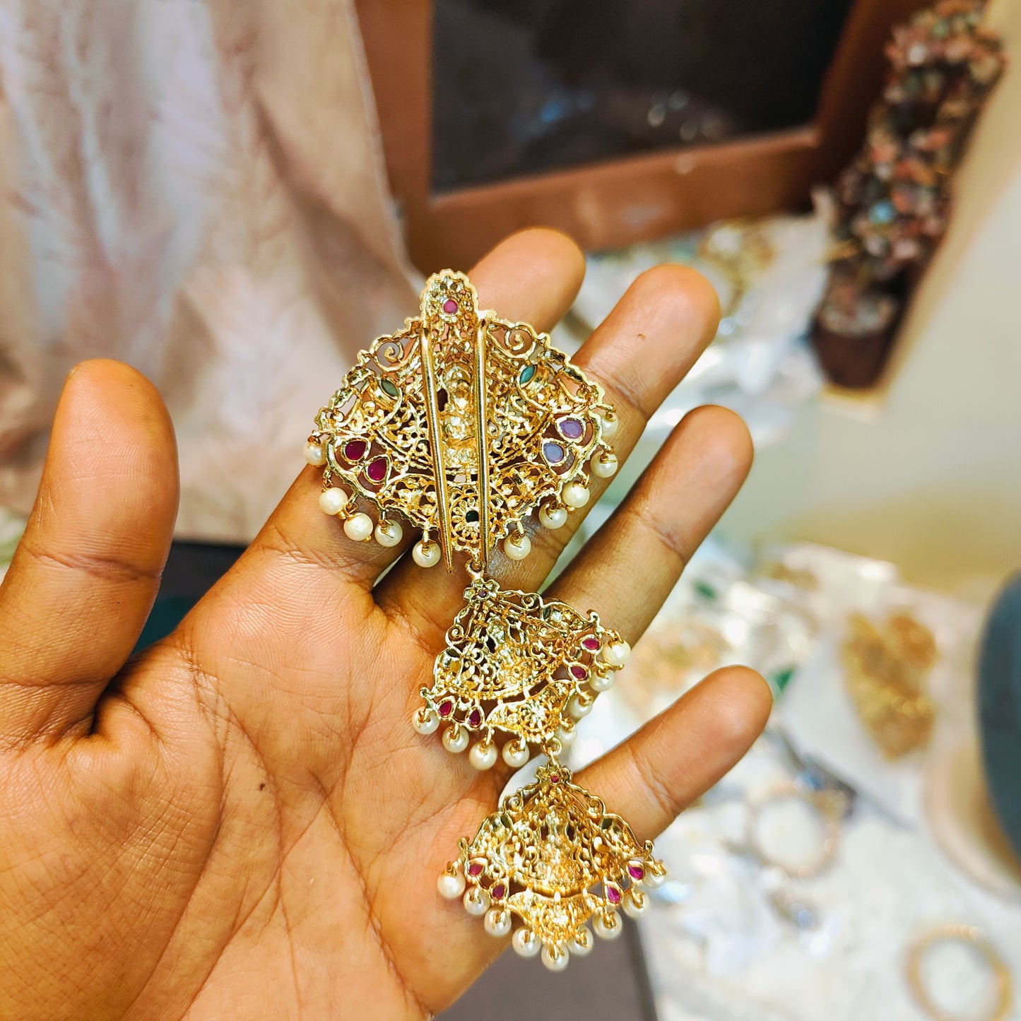 Gold antique finish Lakshmi Hair accessories