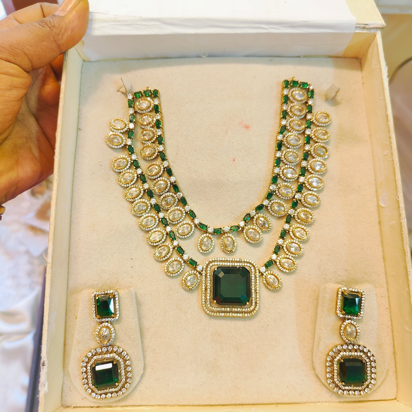 Luxury Moissanite Polki kundan necklace set