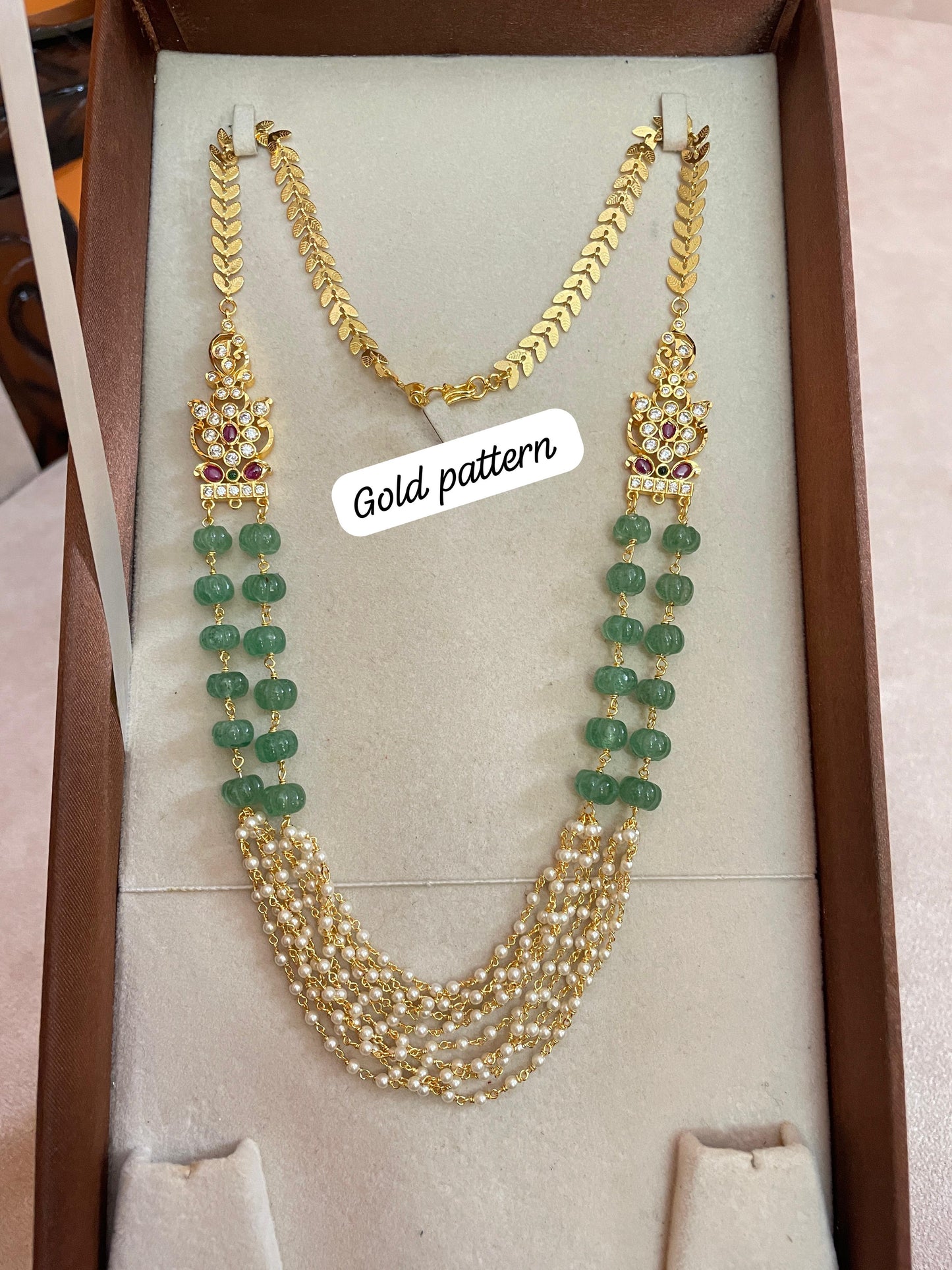 Real pumpkin beads cz stone chain premium quality