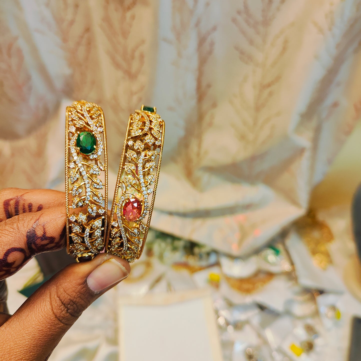 Premium Dual tone stone bangles