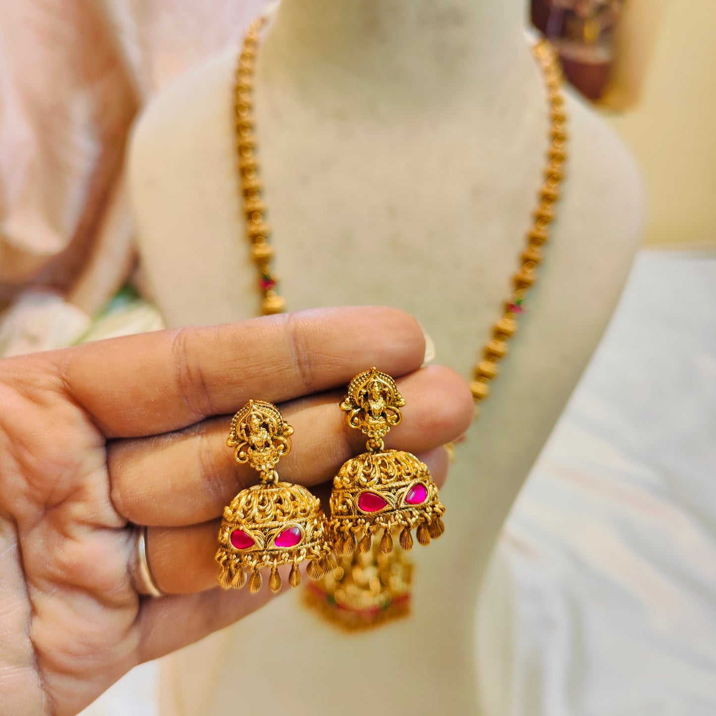 Antique brass made lakshmi haram