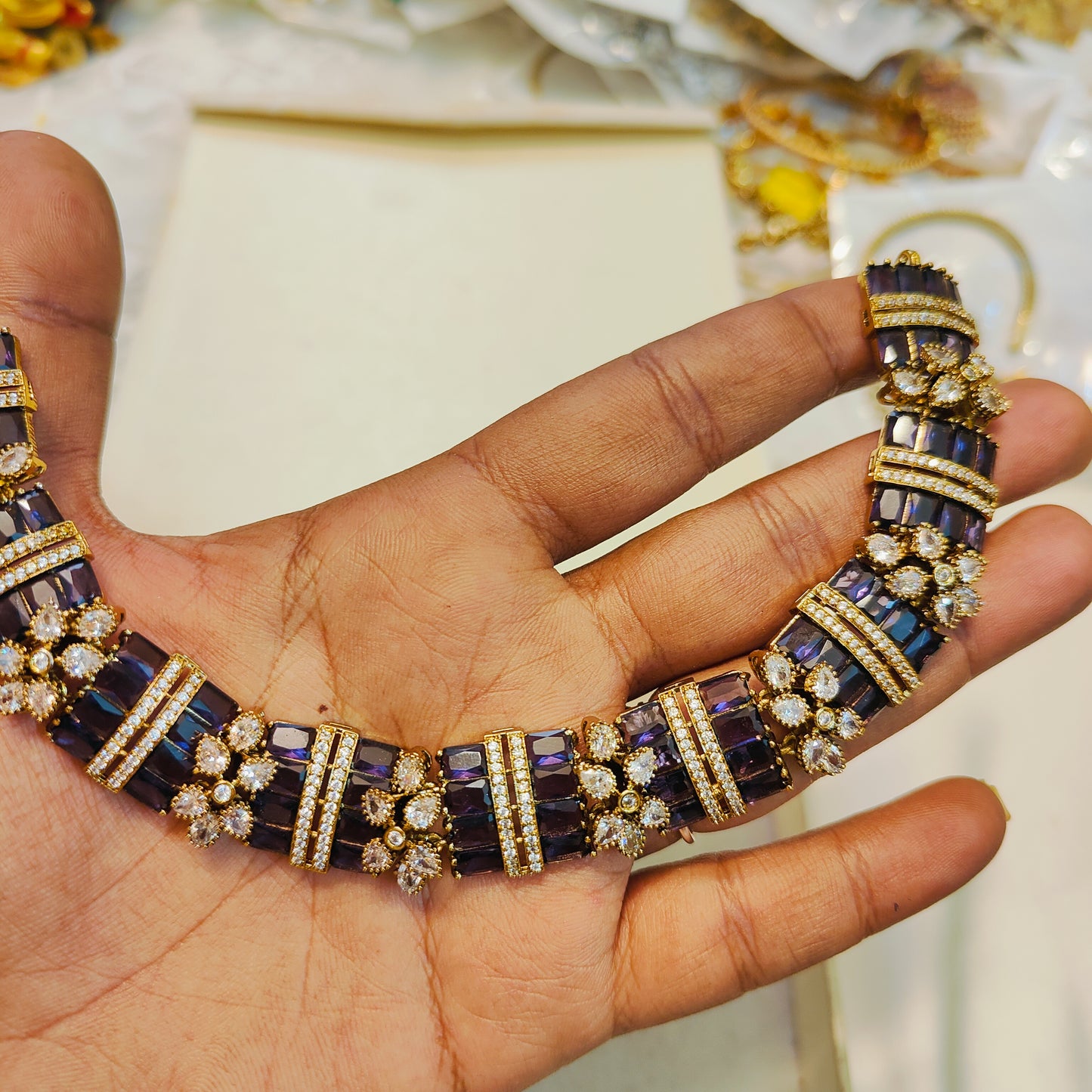 Royal purple gemstone necklace set