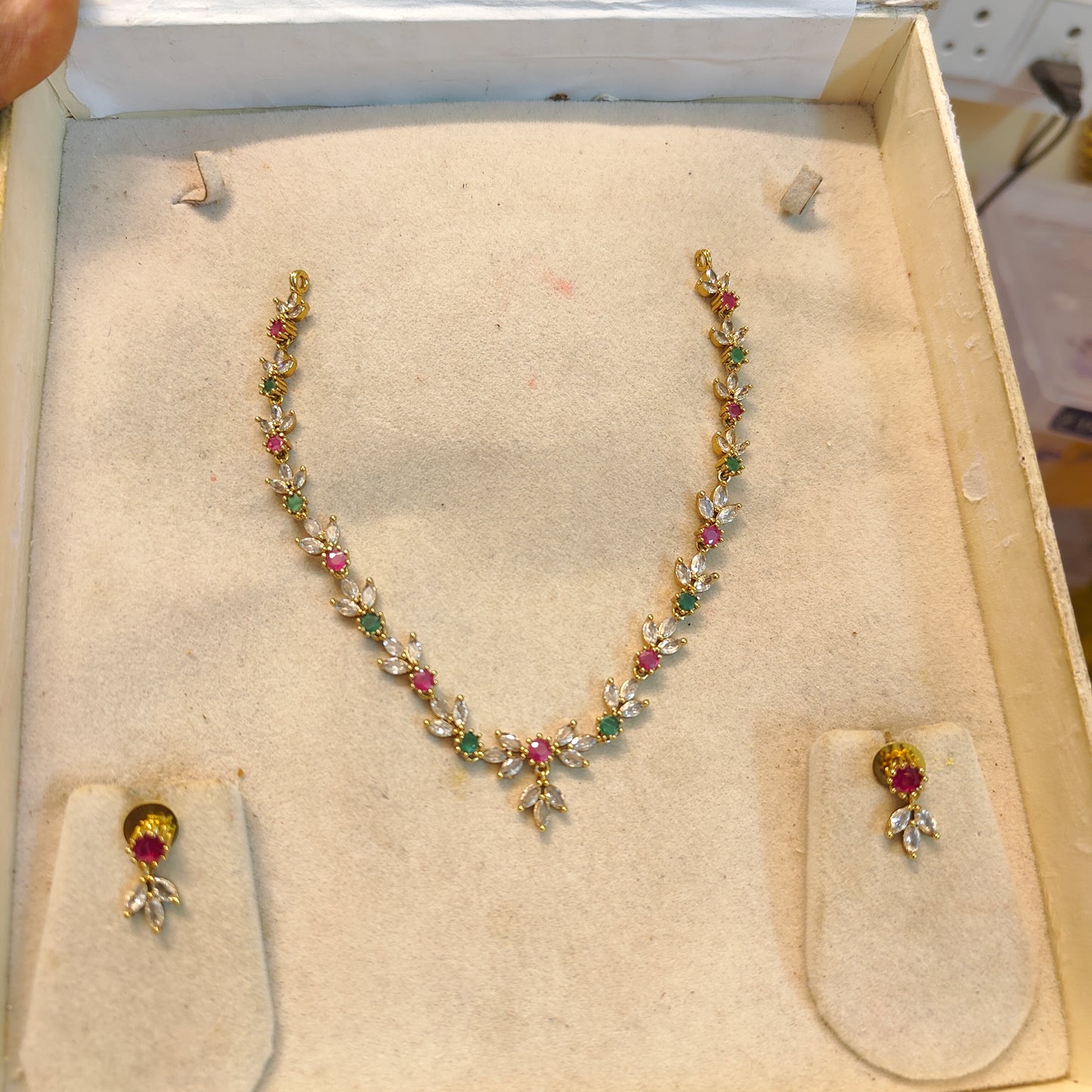Elegant Cz stone gold plated necklace set