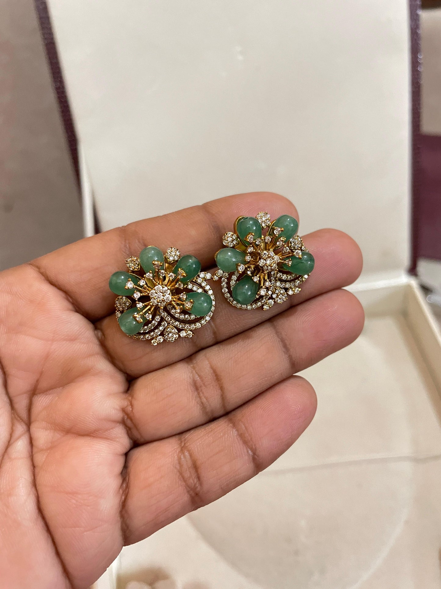 Elegant gemstone floral earrings