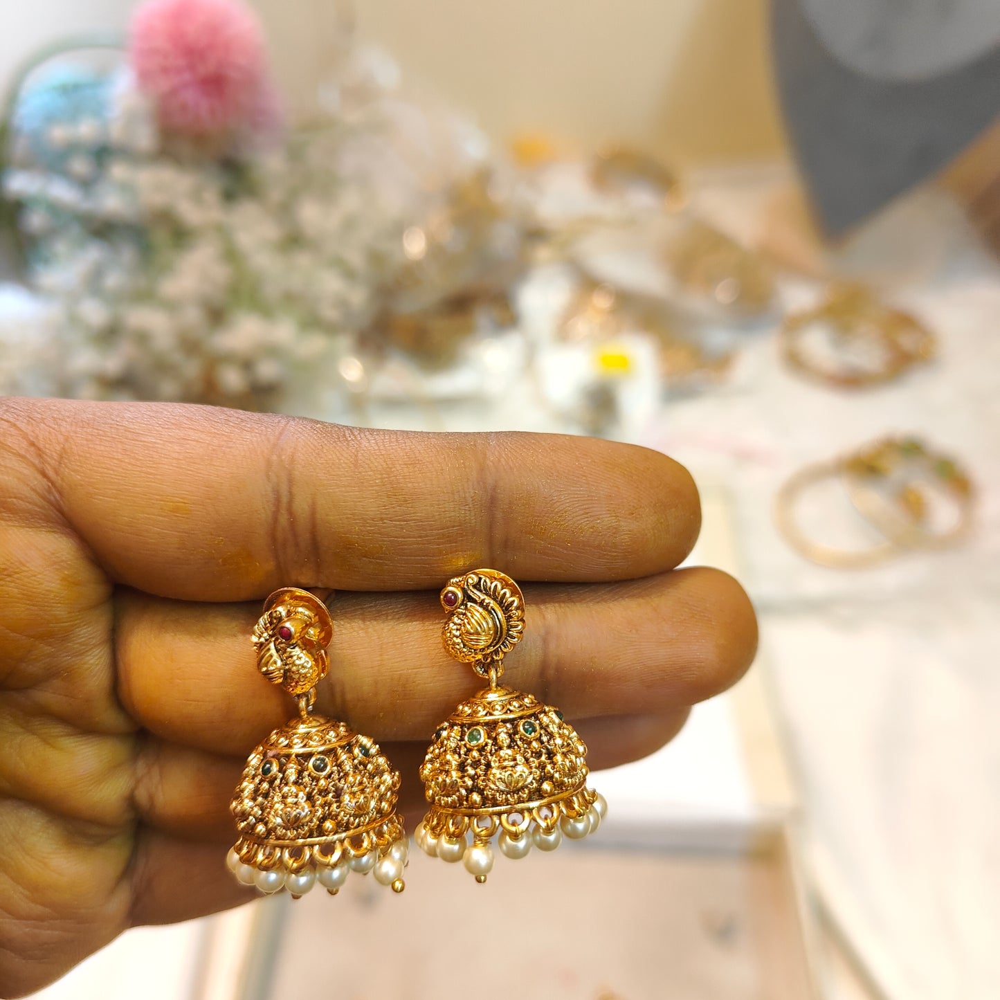 Gold antique finish Lakshmi necklace set