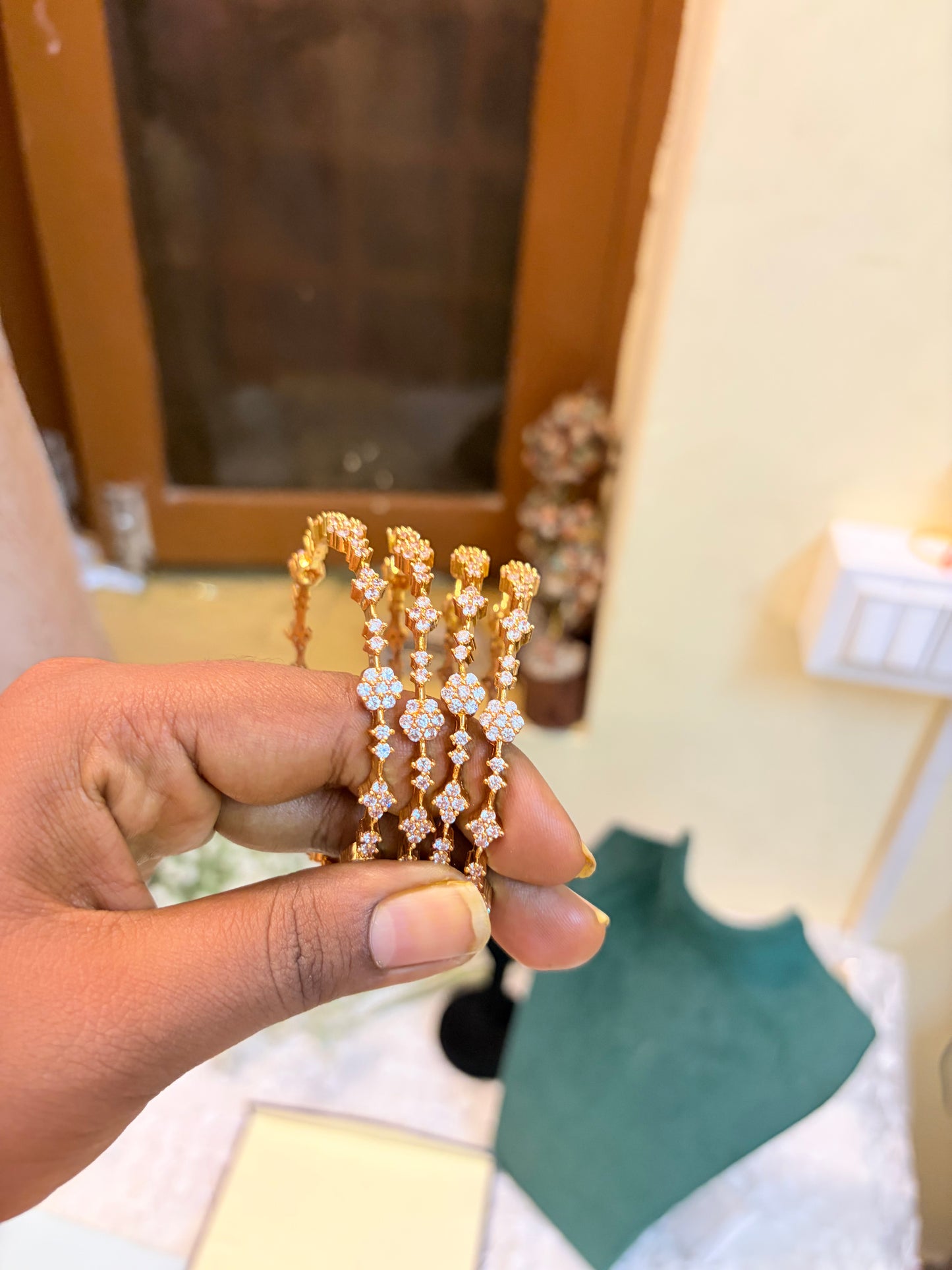 Cz stone Diamond replica jadau bangles premium quality set of 4
