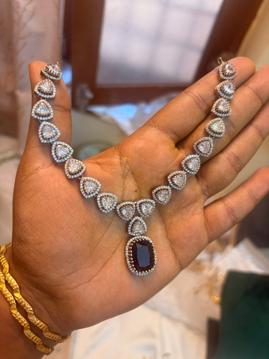 Moissanite purple jadau necklace set