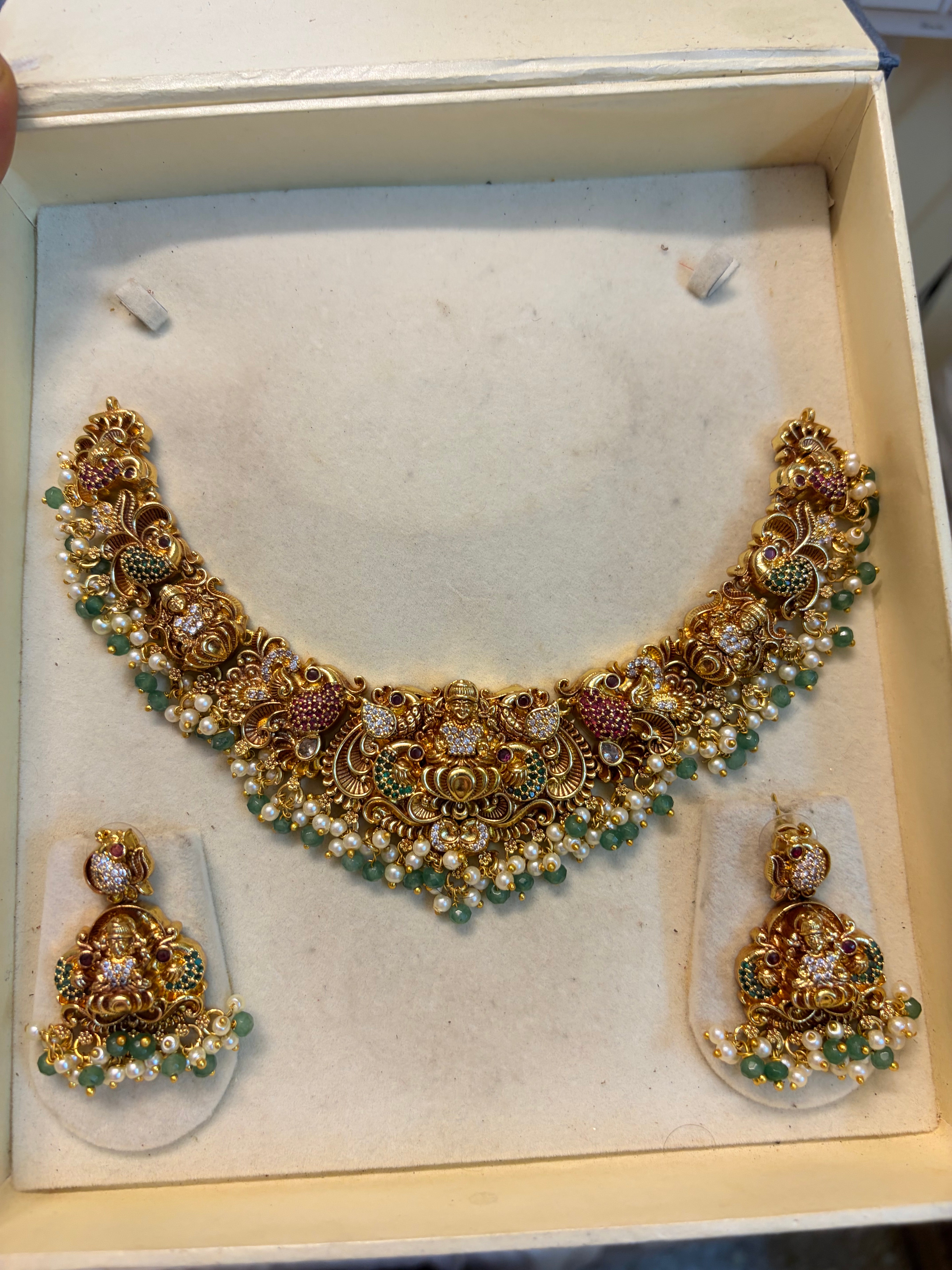 Gold antique Nakshi jadau necklace set premium quality