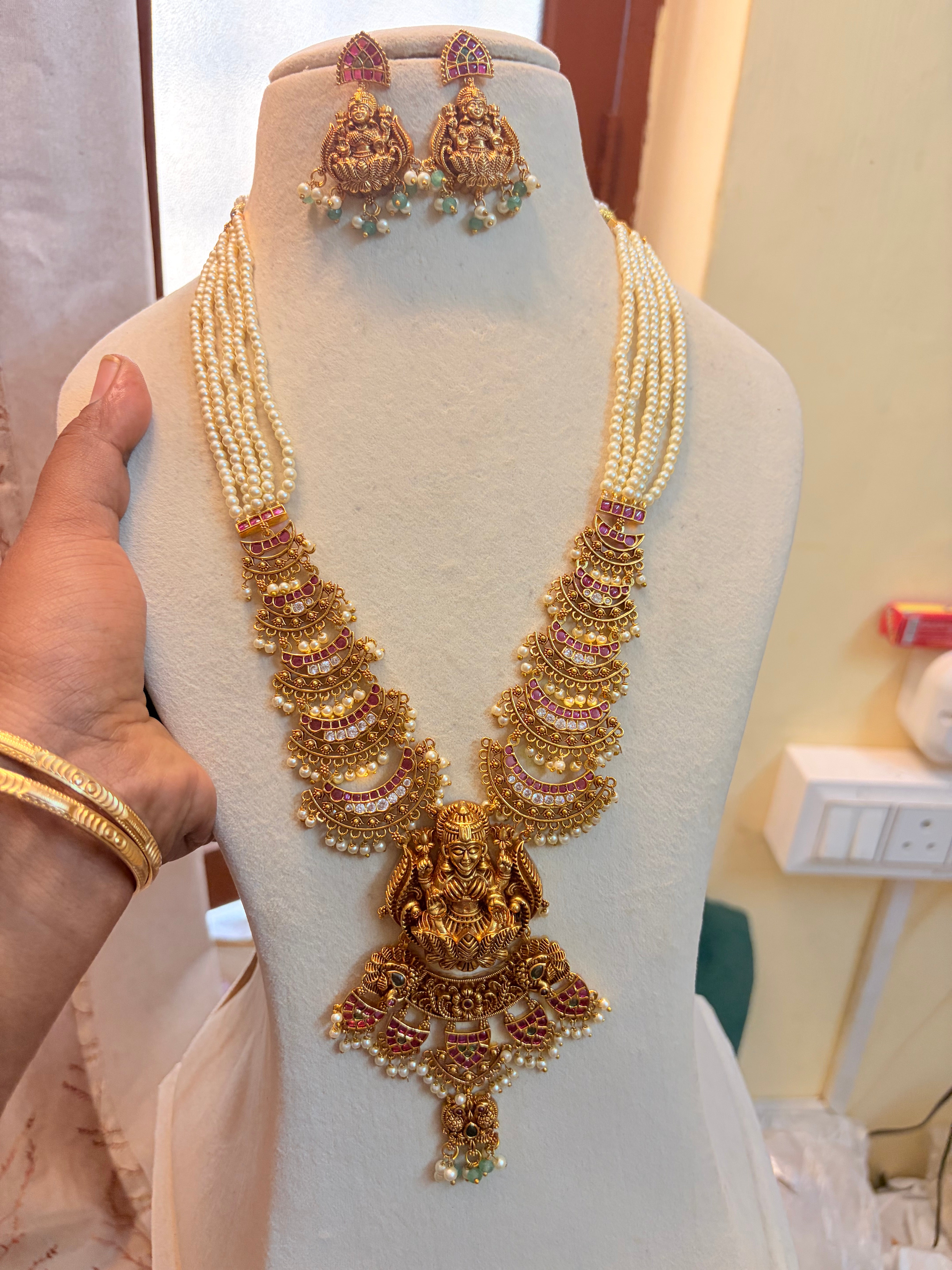 Heritage Gold antique finish jadau pearl semiharam