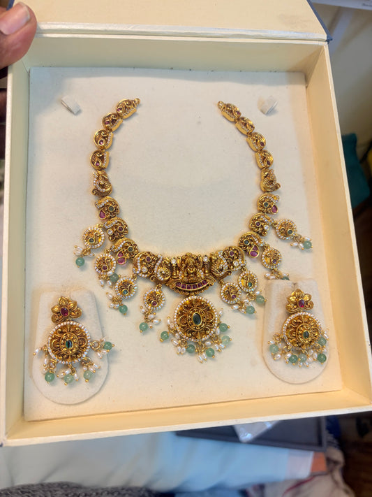 Antique Nakshi jadau Lakshmi necklace set
