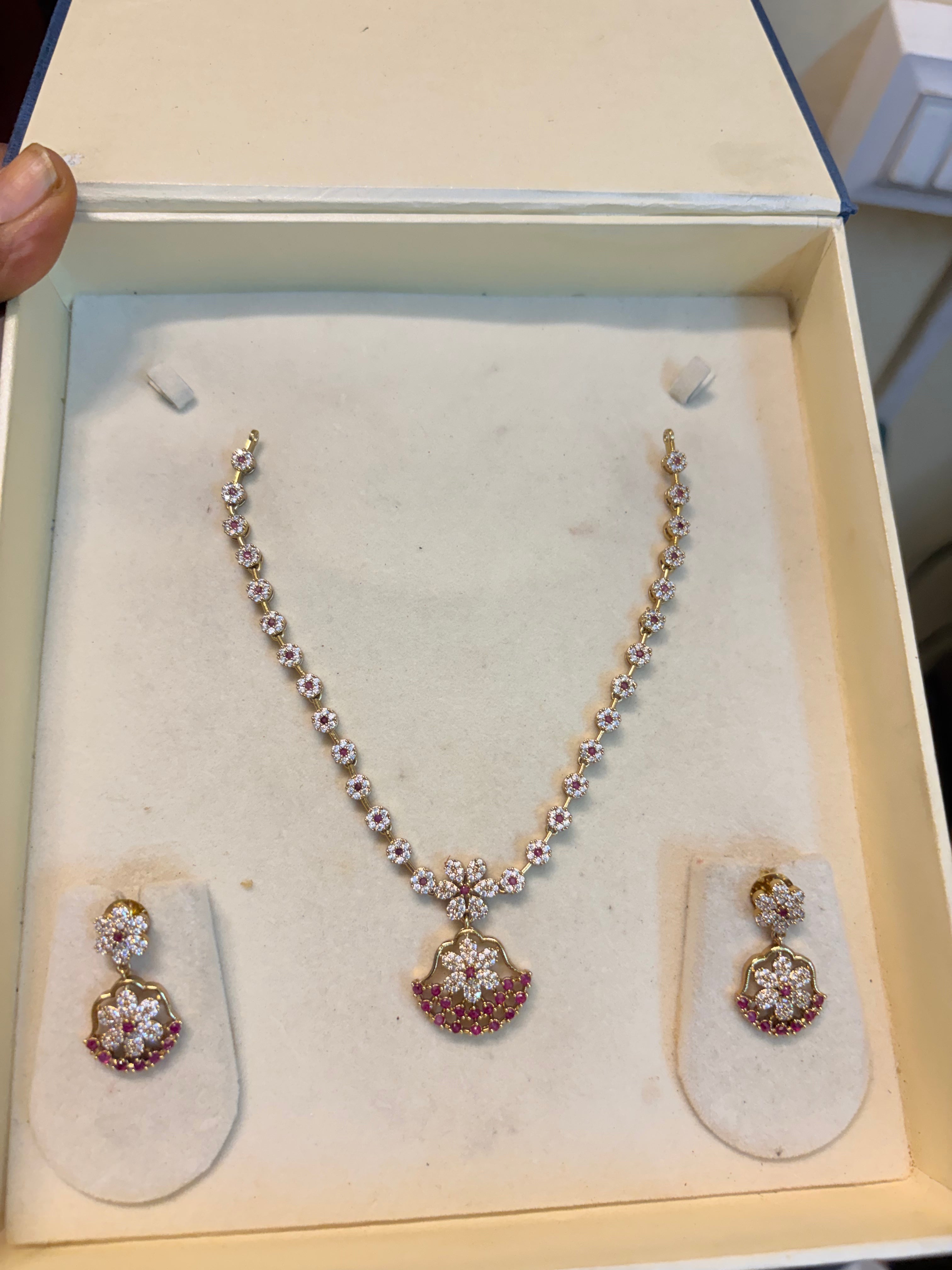 Cz stone gold plated necklace set