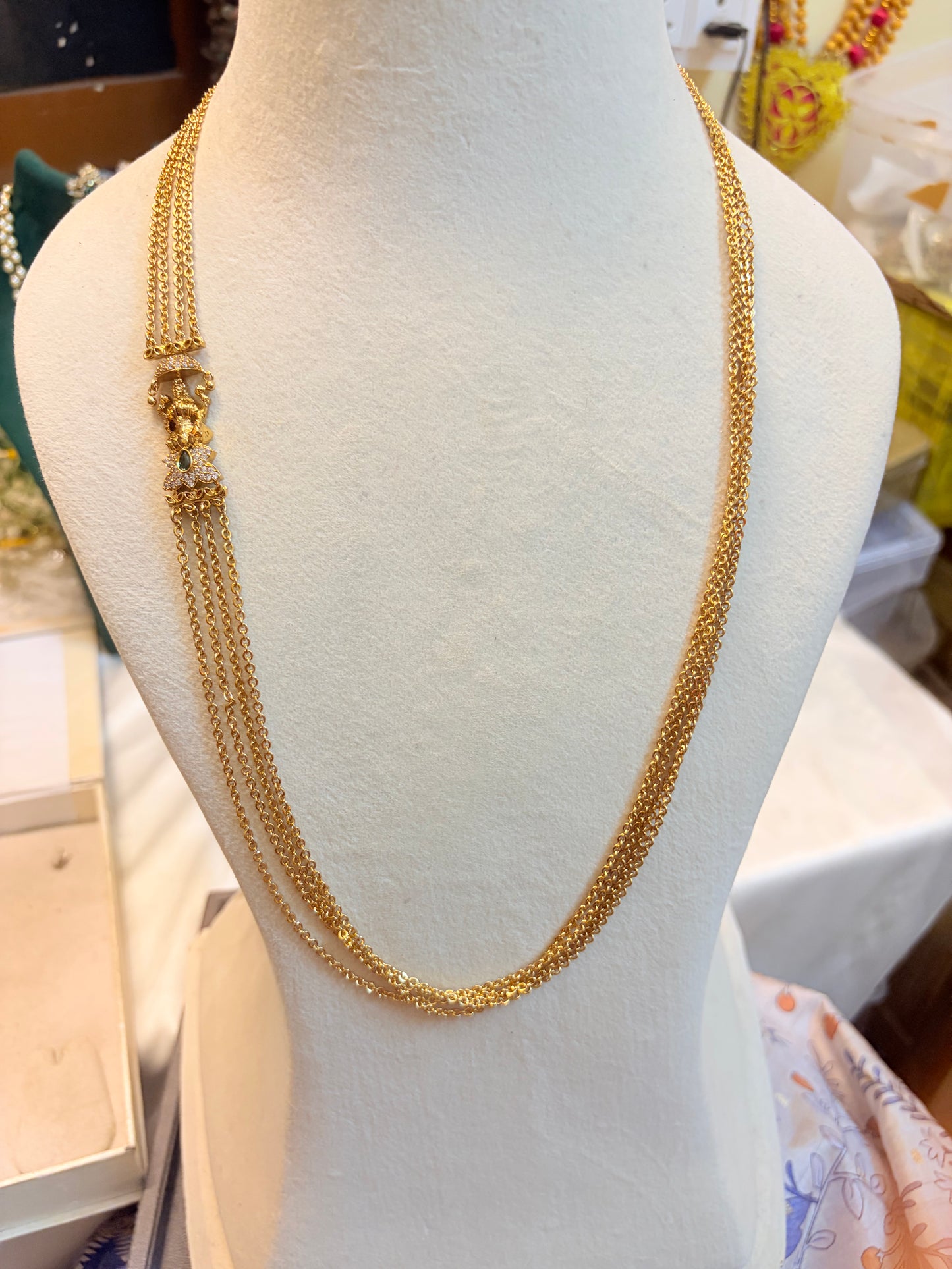 Gold antique finish Lakshmi chandraharam