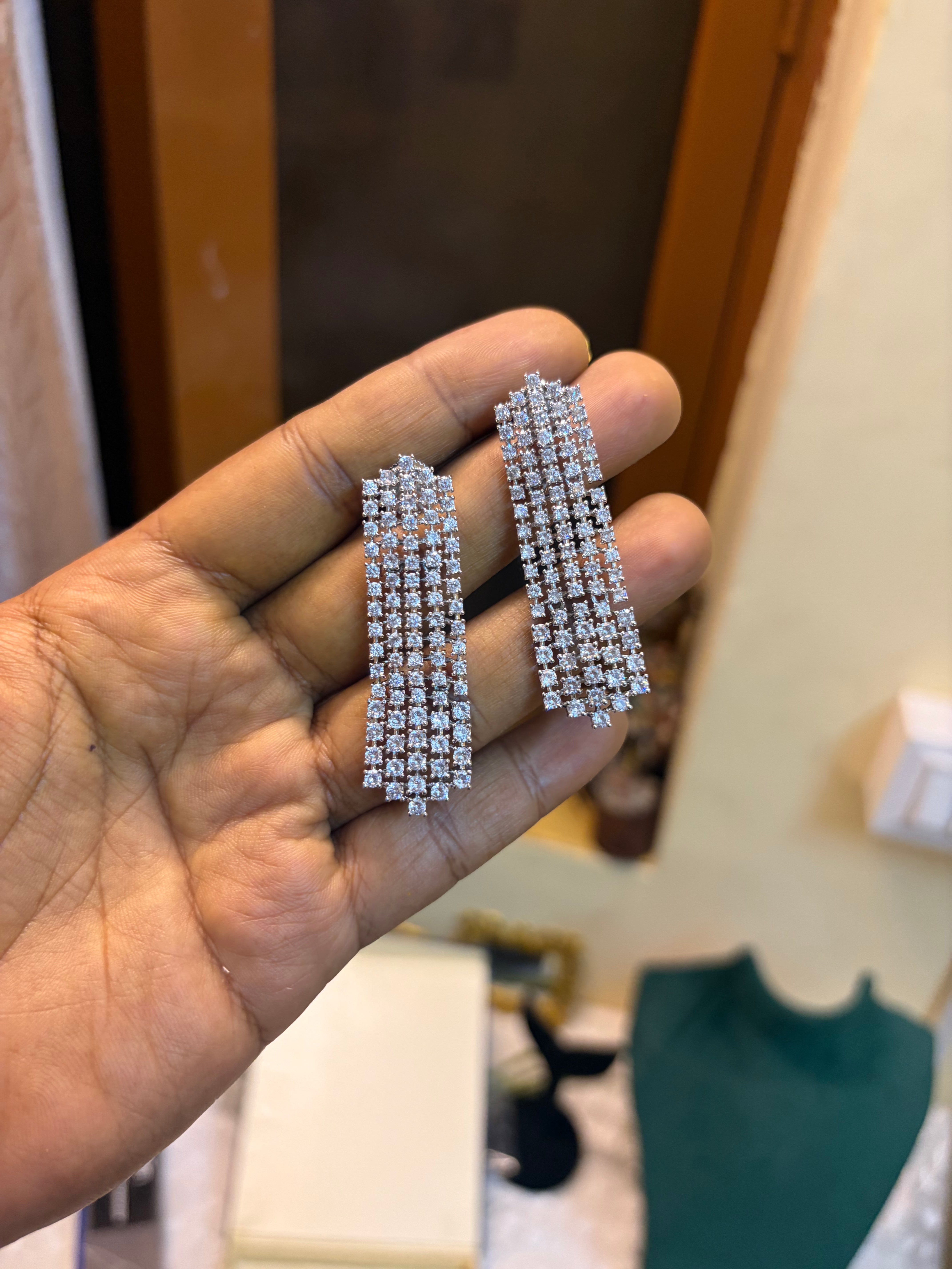 Silver jadau earrings