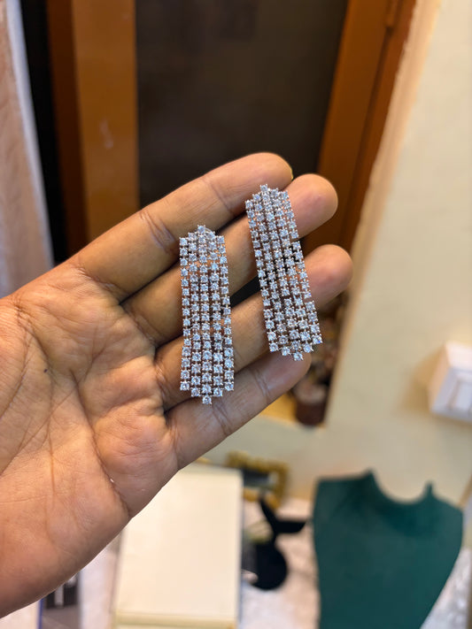 Silver jadau earrings