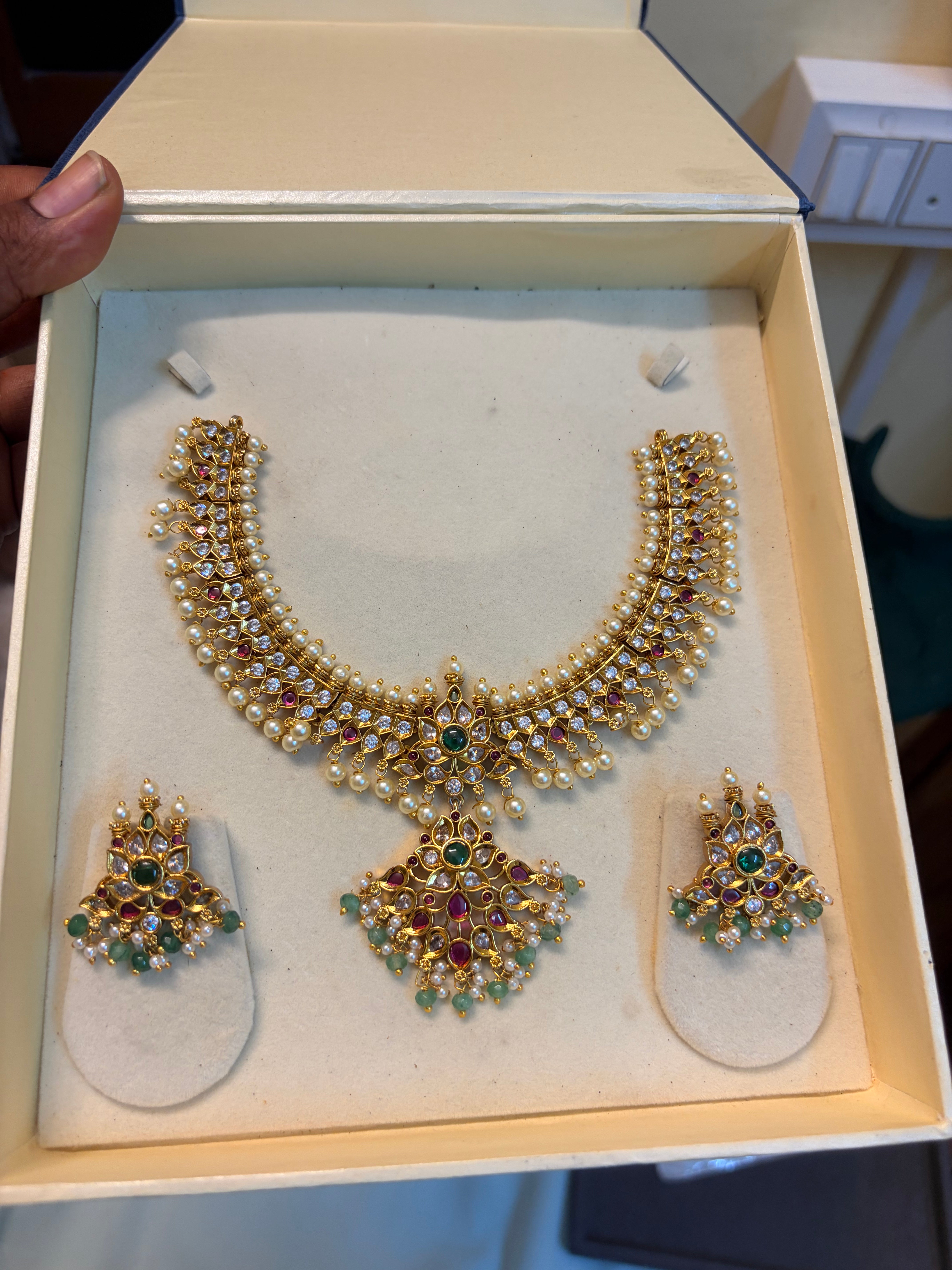 Real kemp stones jadau Kundan necklace set