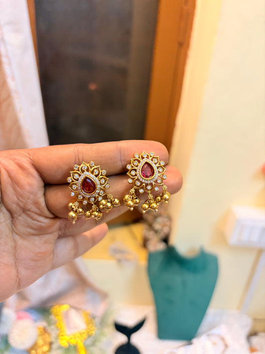 Ruby Cz drop stud