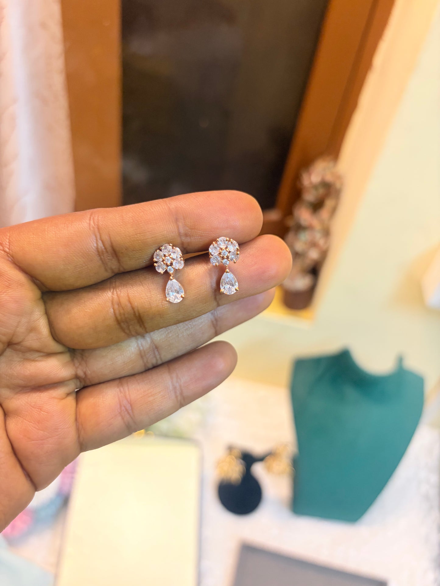 Floral Cz Drop stud