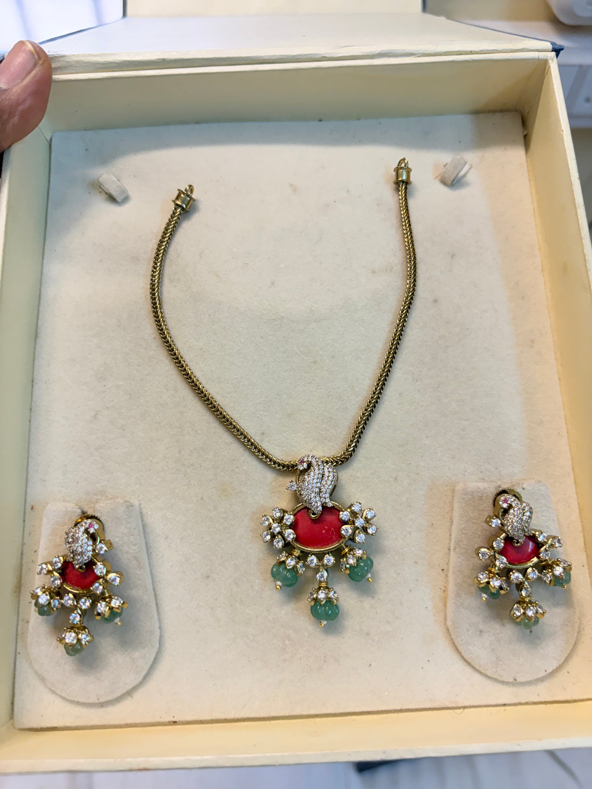 Gold antique Moissanite pagadam necklace set premium quality