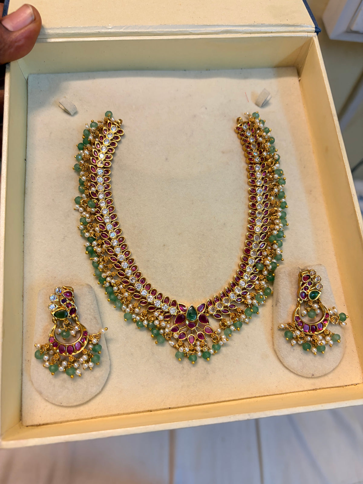 Real kemp stones gold antique choker set premium quality