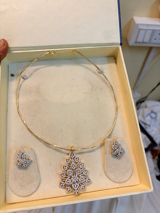 Diamond replica AD stones pendant set with Italian hasli chain