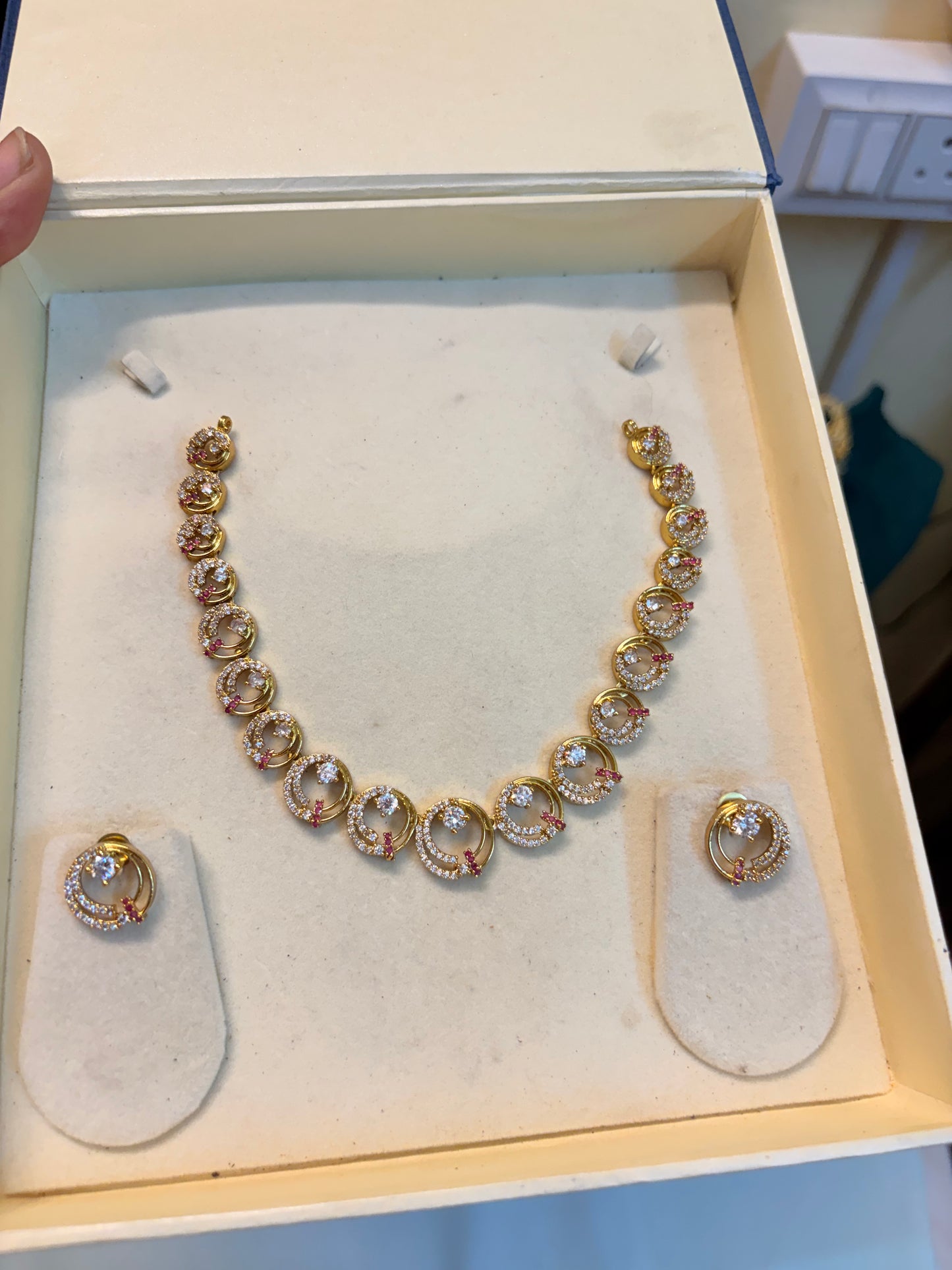 Circular Cz Halo necklace set
