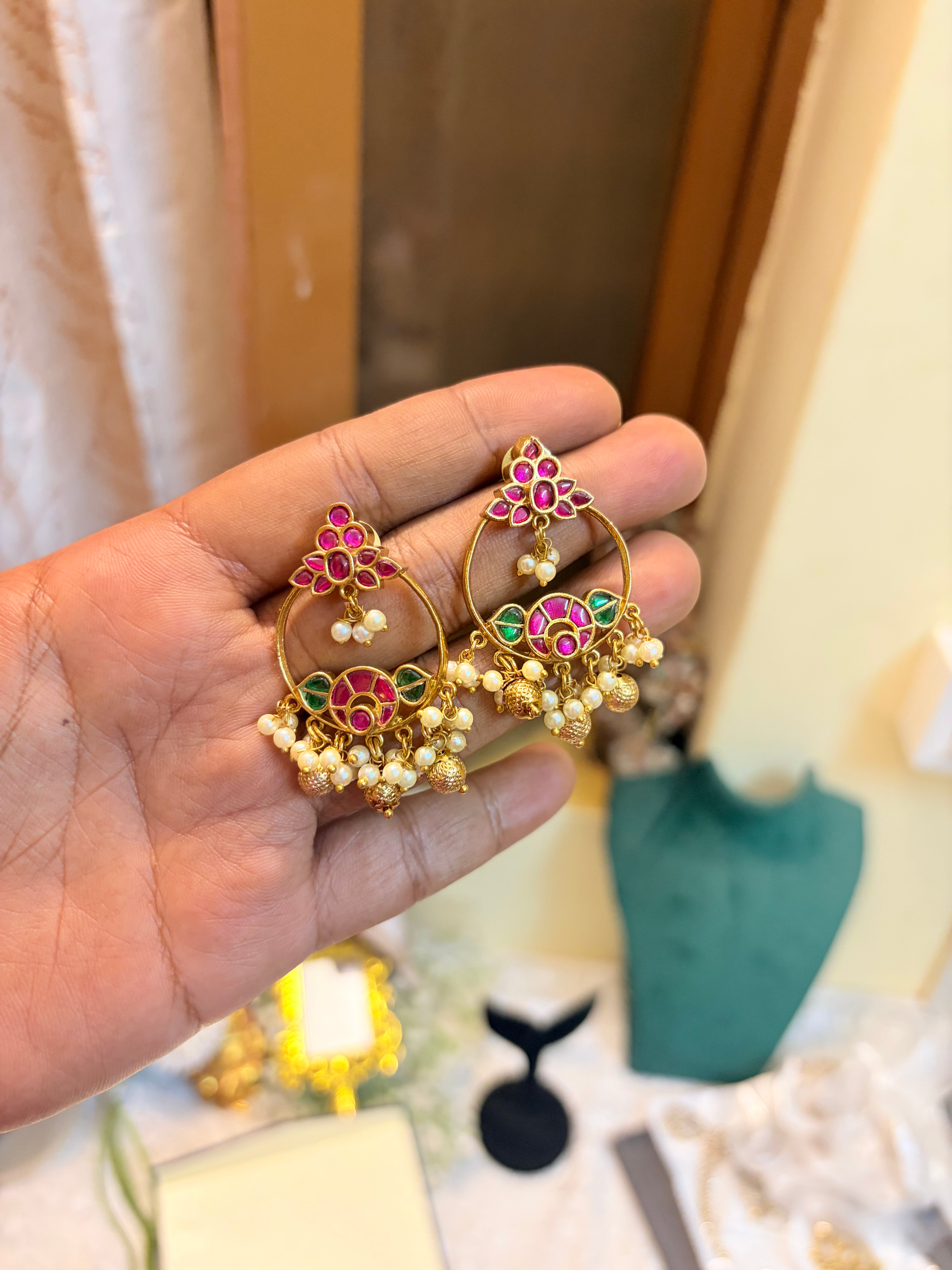Kemp jadau Chandbali earrings