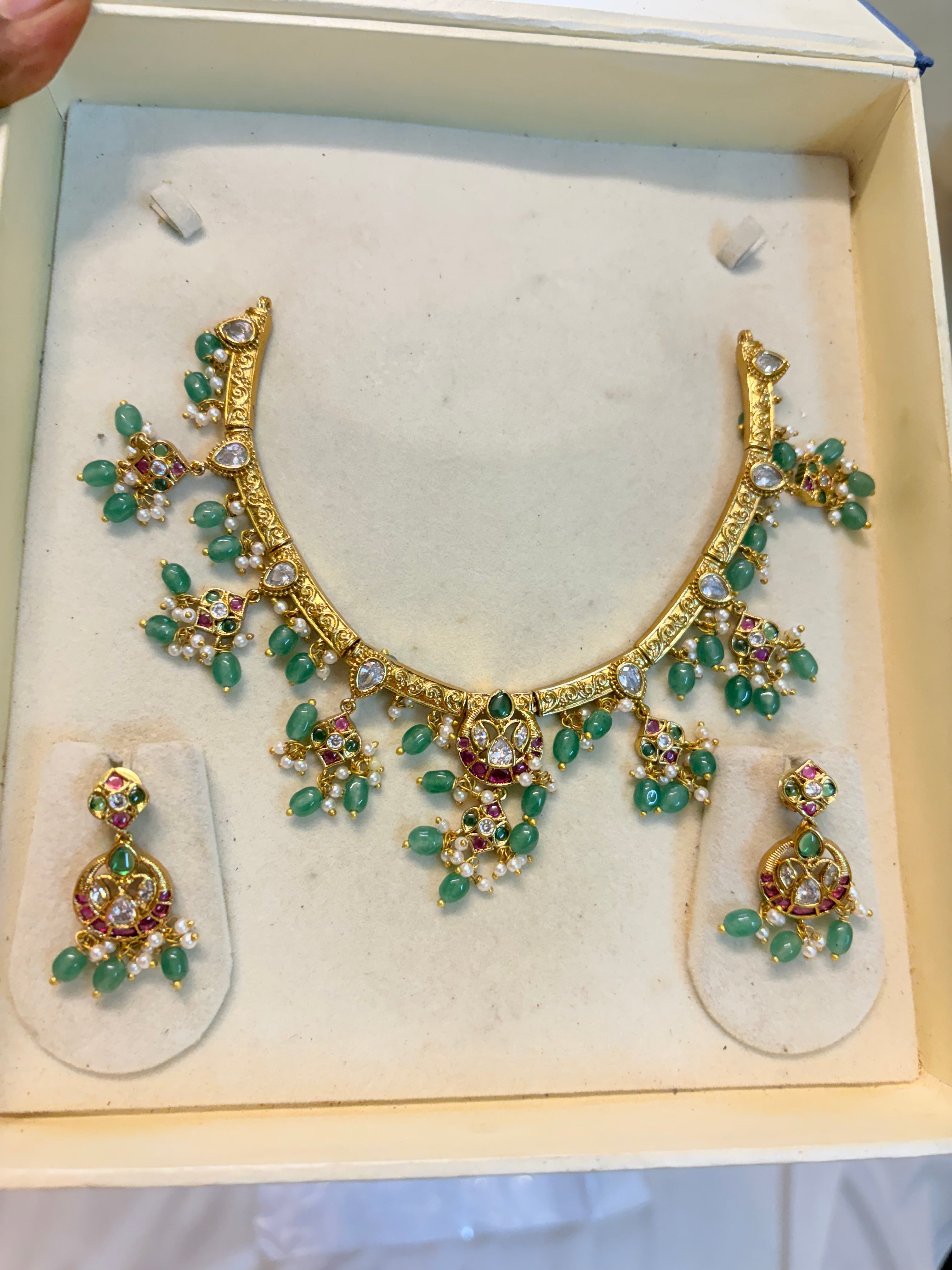 Antique Gold Polki Kundan jadau necklace set