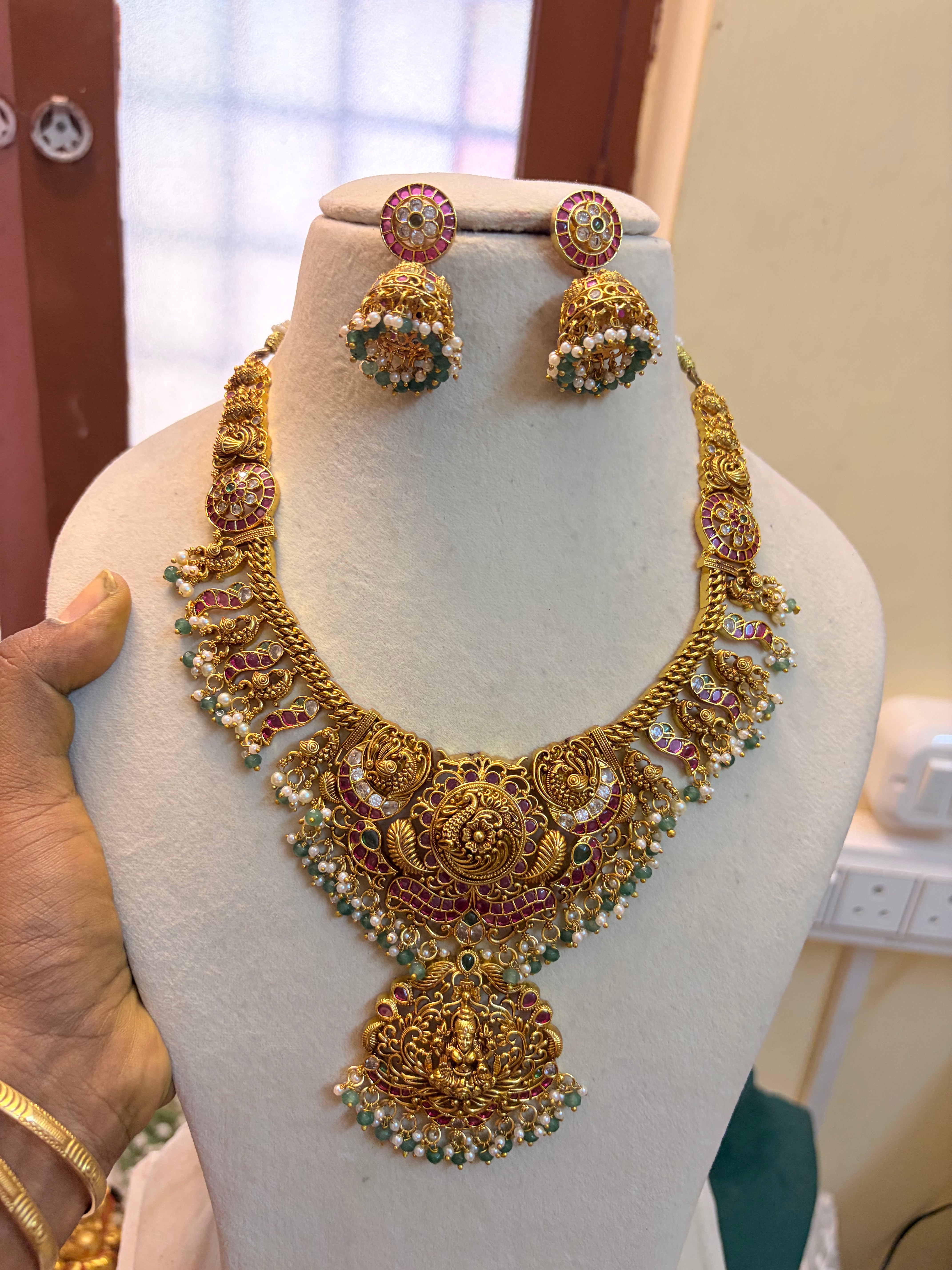 Heritage Pure kemp stones brass made jadau Kundan semiharam