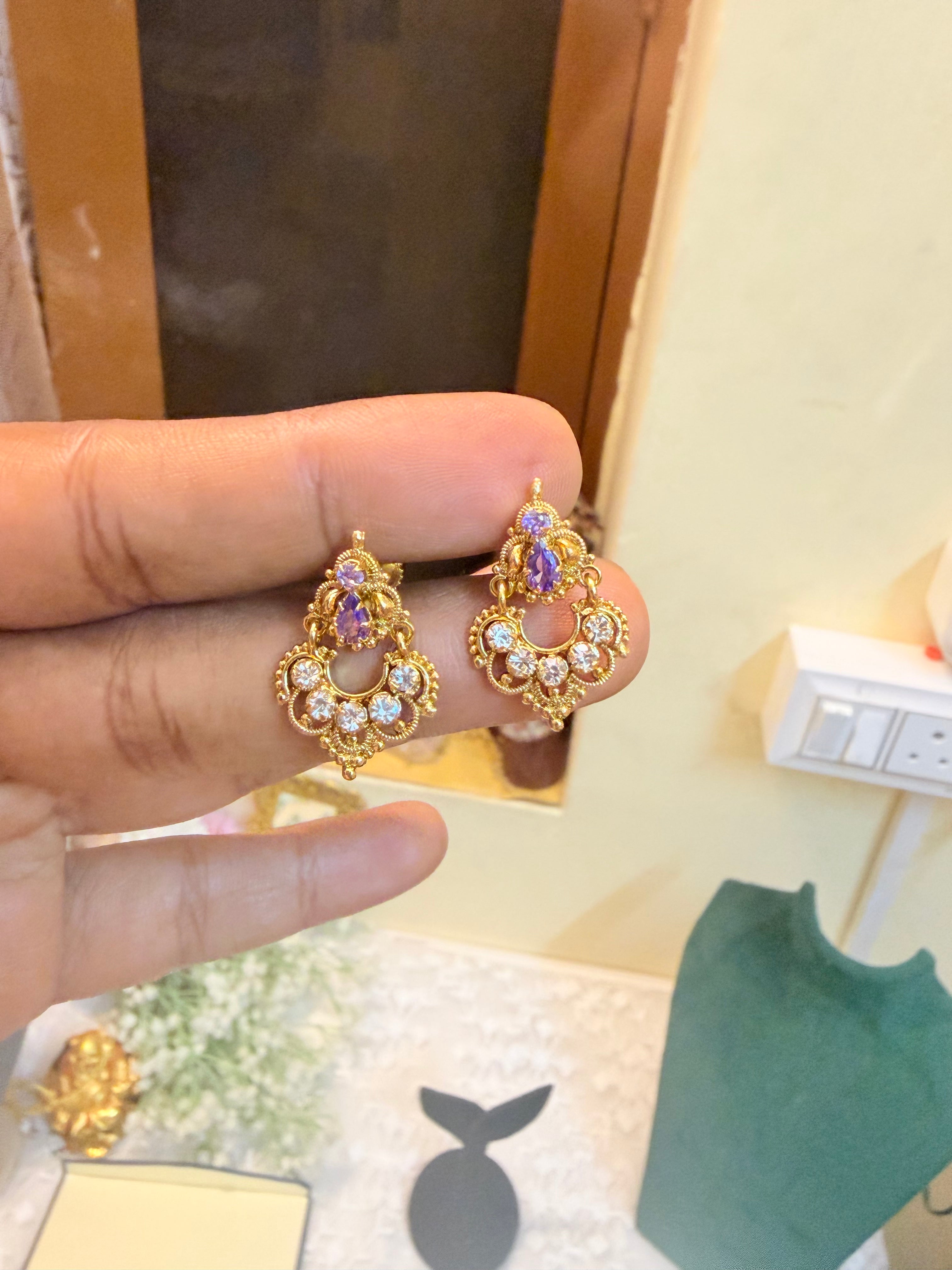 Cz golf antique finish screw back earrings