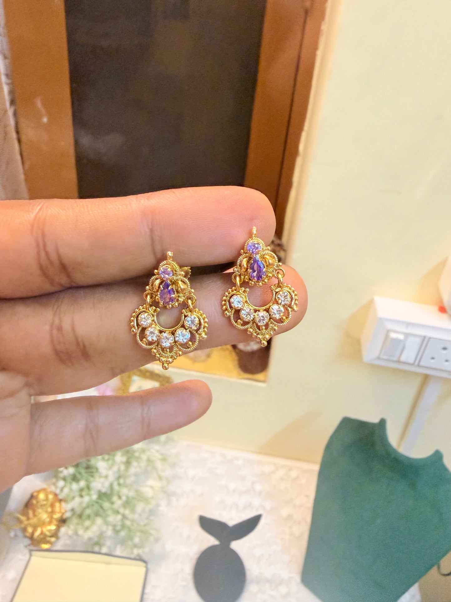 Cz golf antique finish screw back earrings