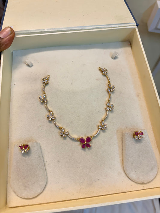 Ruby Cz jadau necklace set
