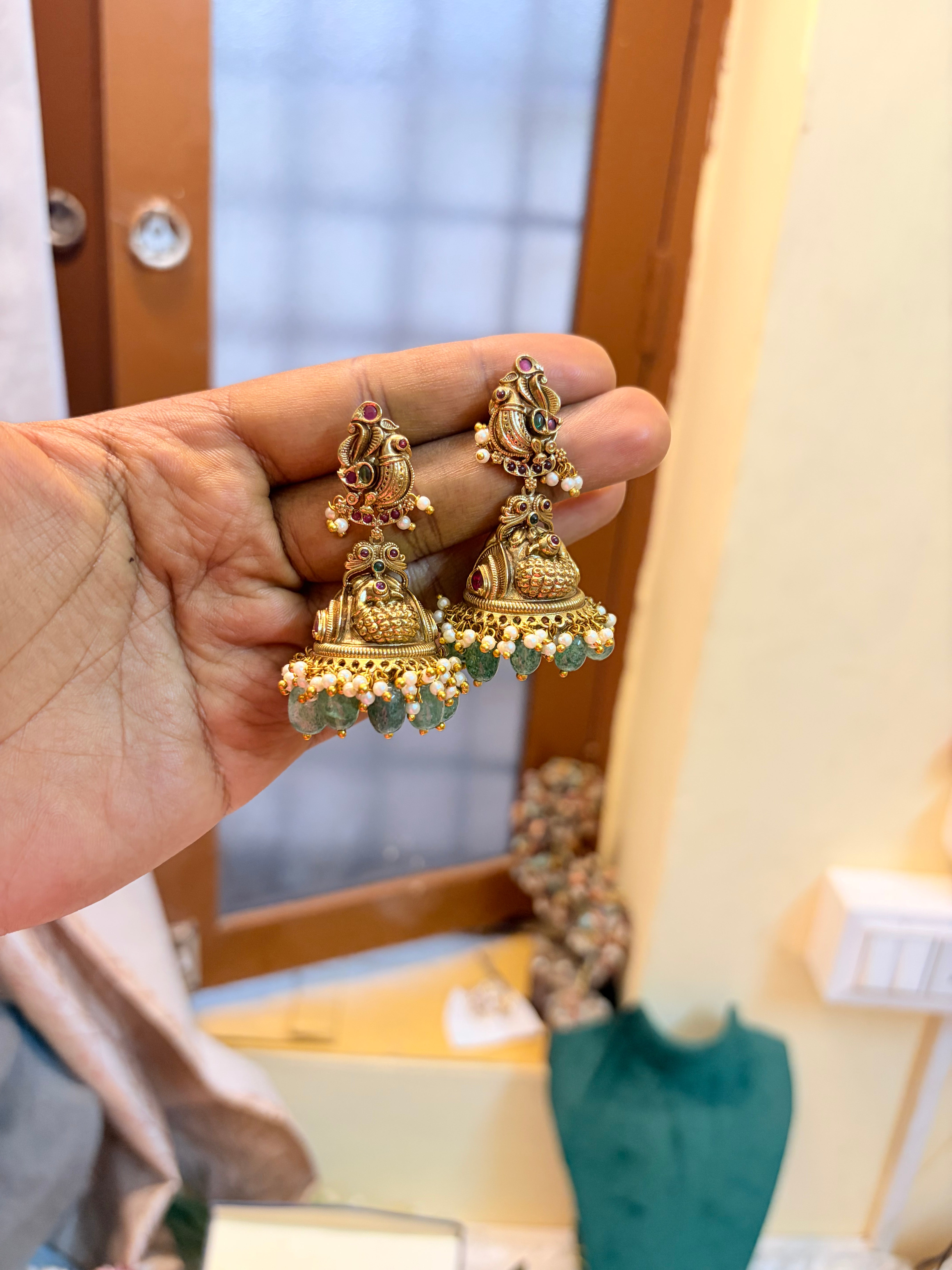Peacock Antique Jhumka