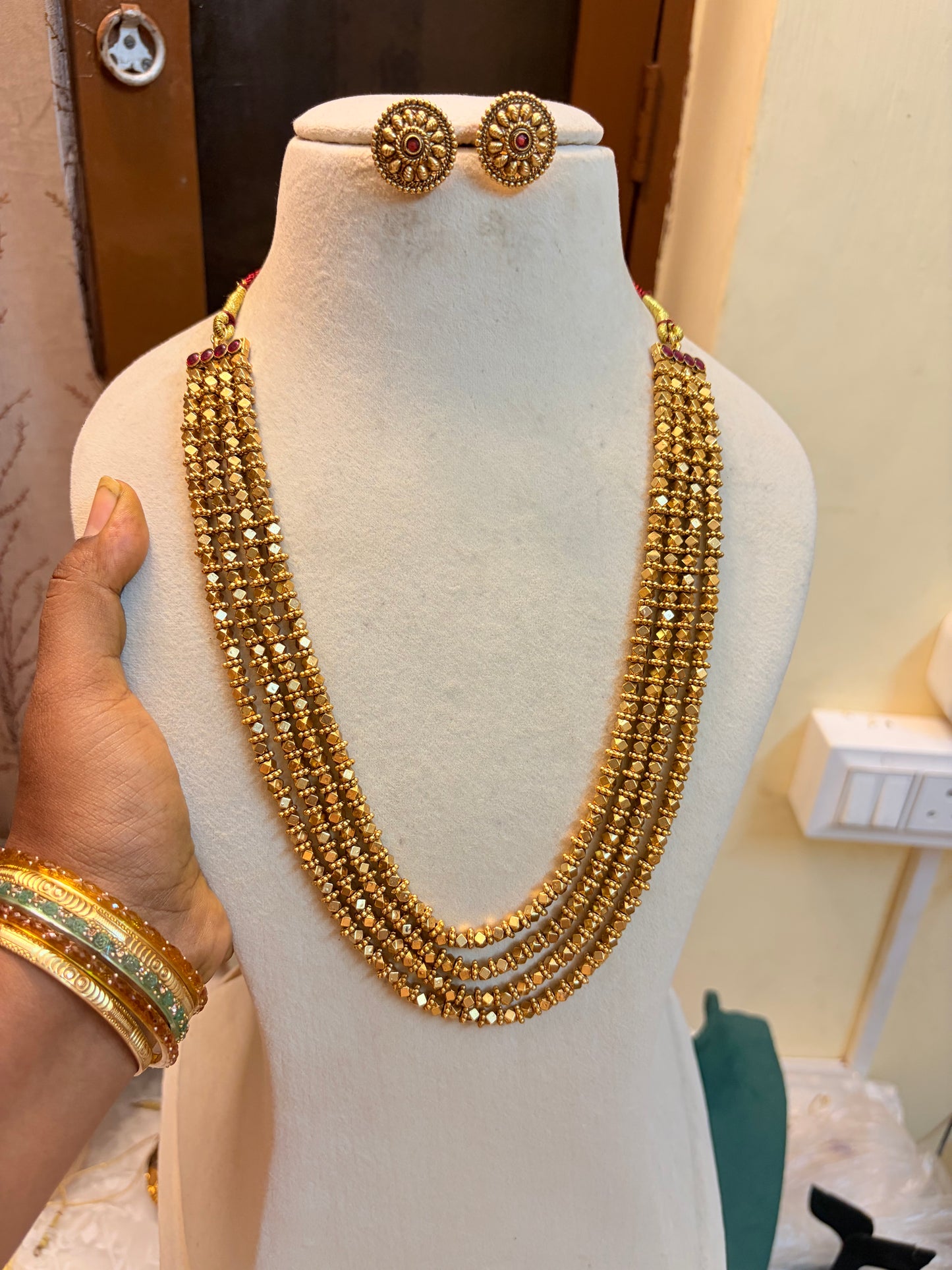 Golden gleam high quality jadau haram