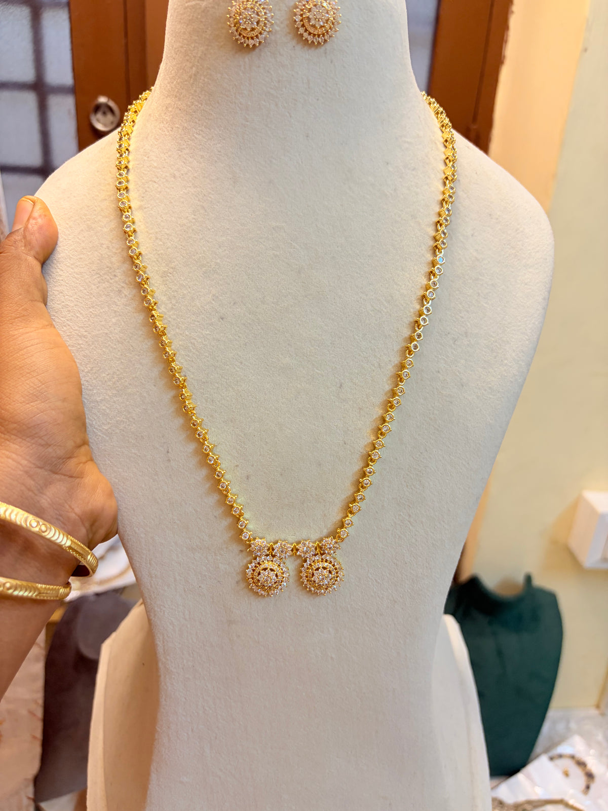 Cz stone gold plated jadau Mangalsutra chain