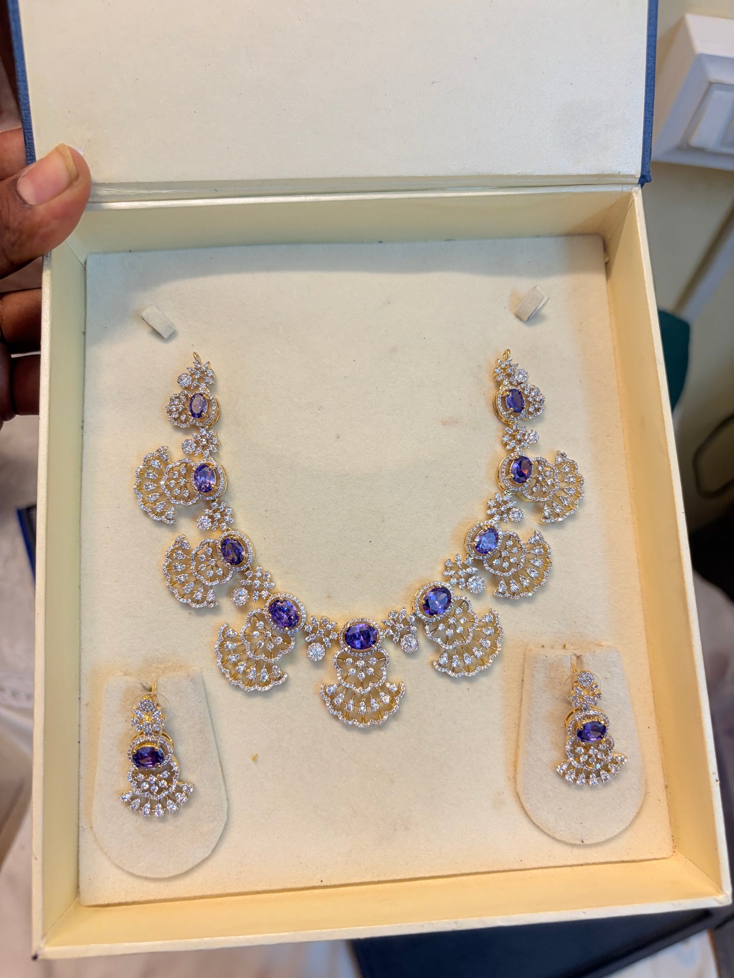 Gj polish lavender jadau necklace set