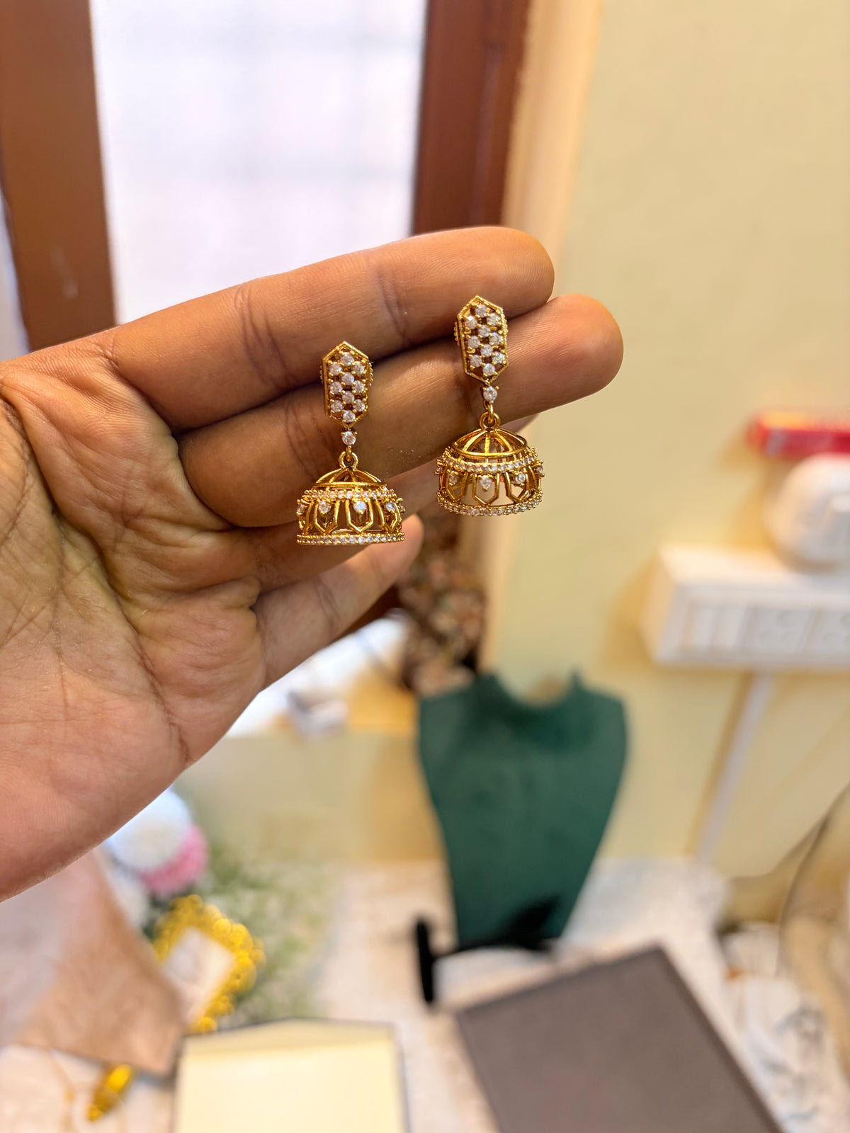 Cz stones Diamond replica Jhumka