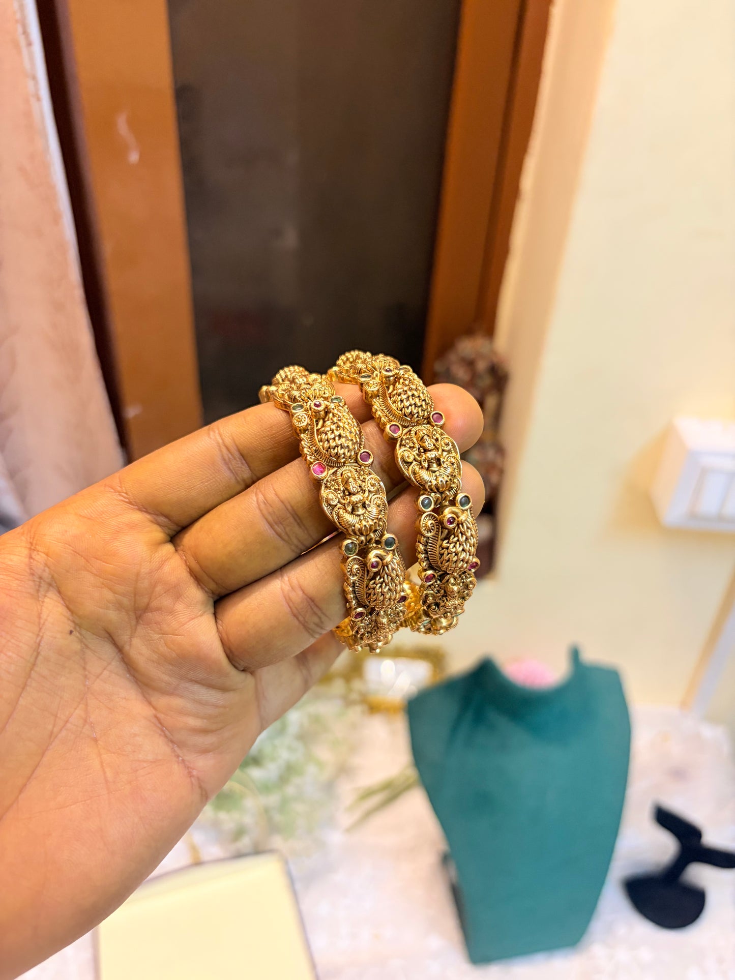 Gold antique finish bangles premium quality