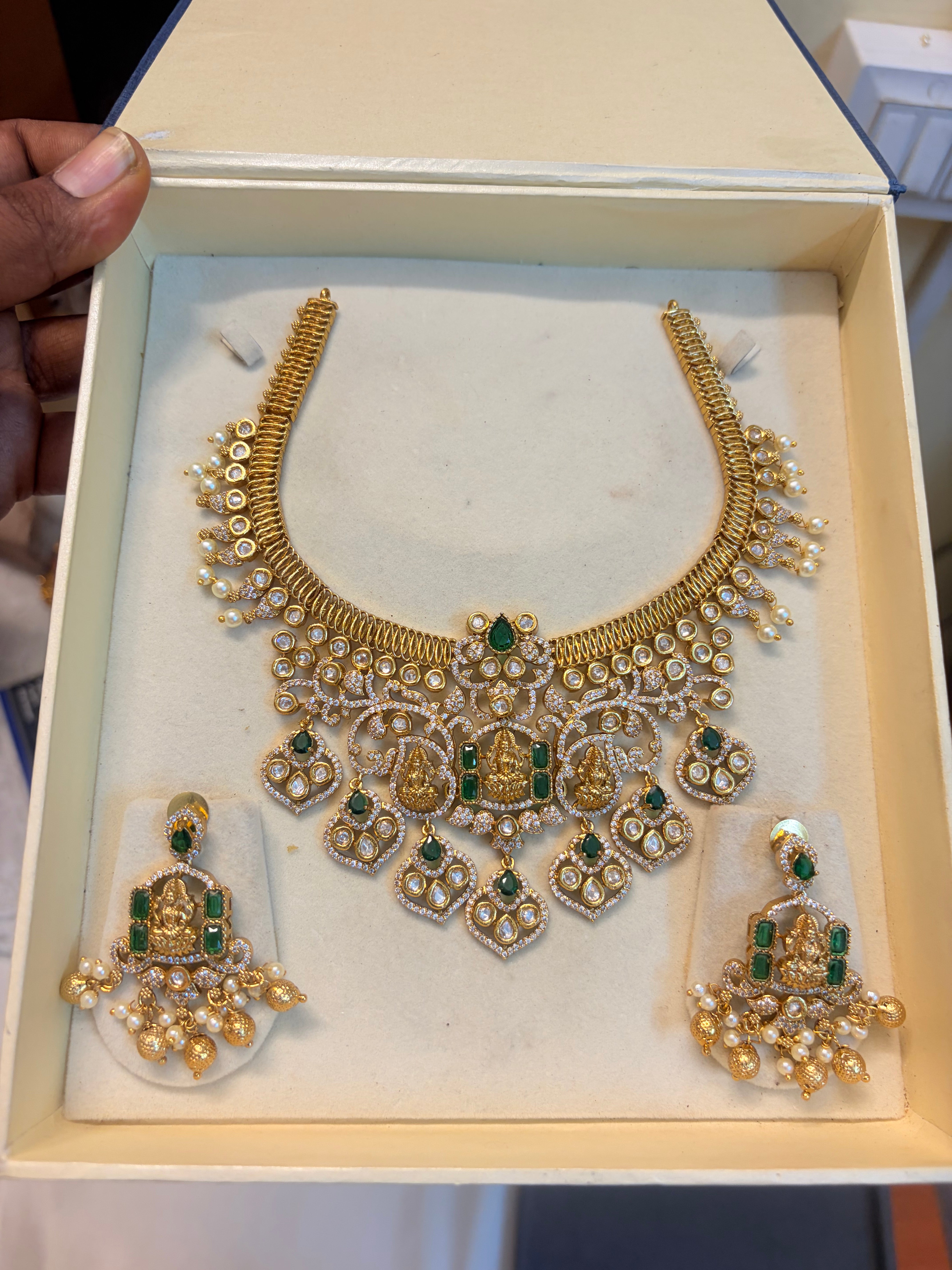 AD stones jadau finish jalebi necklace set
