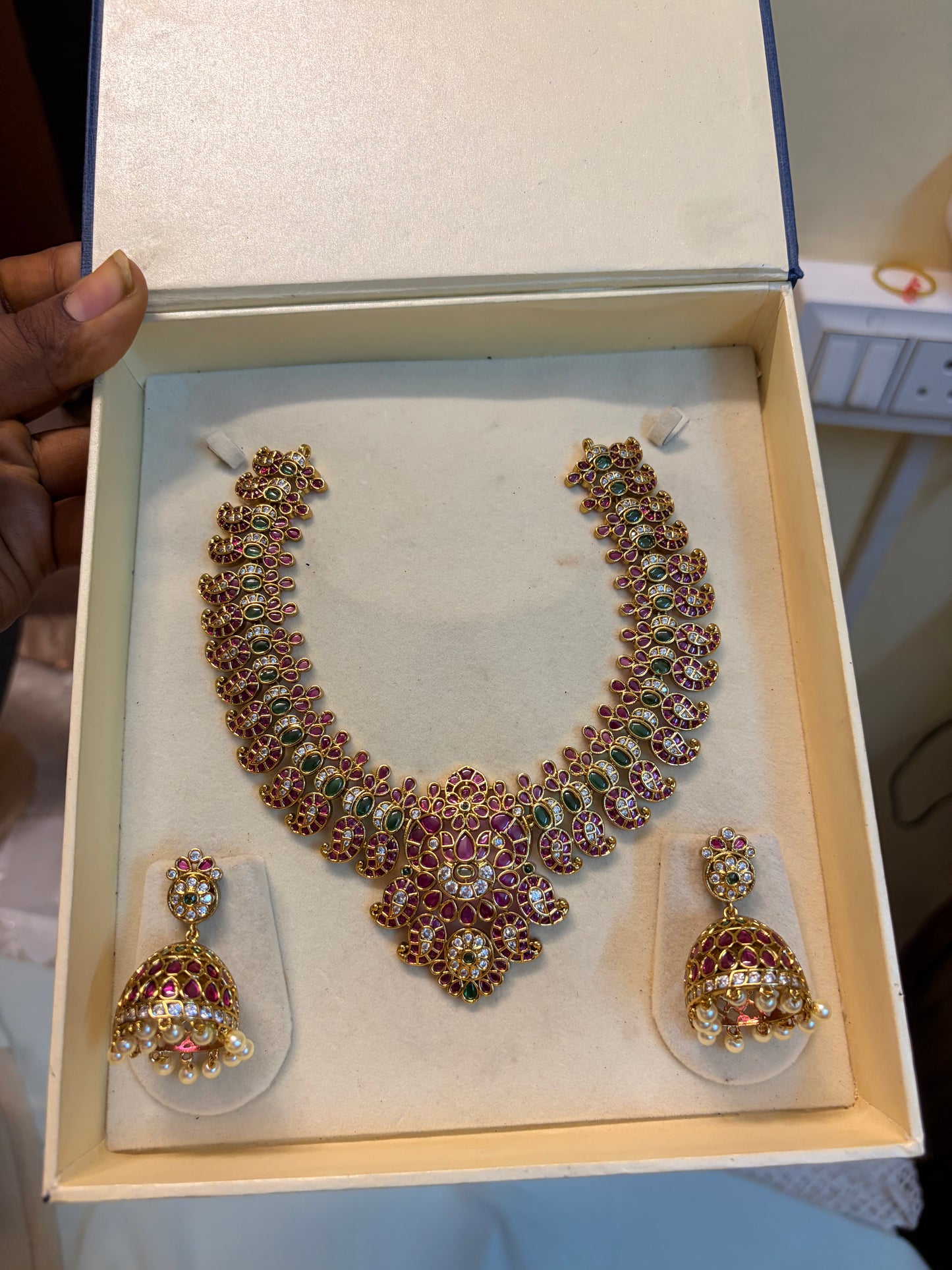 Real kemp stones jadau Kundan necklace set