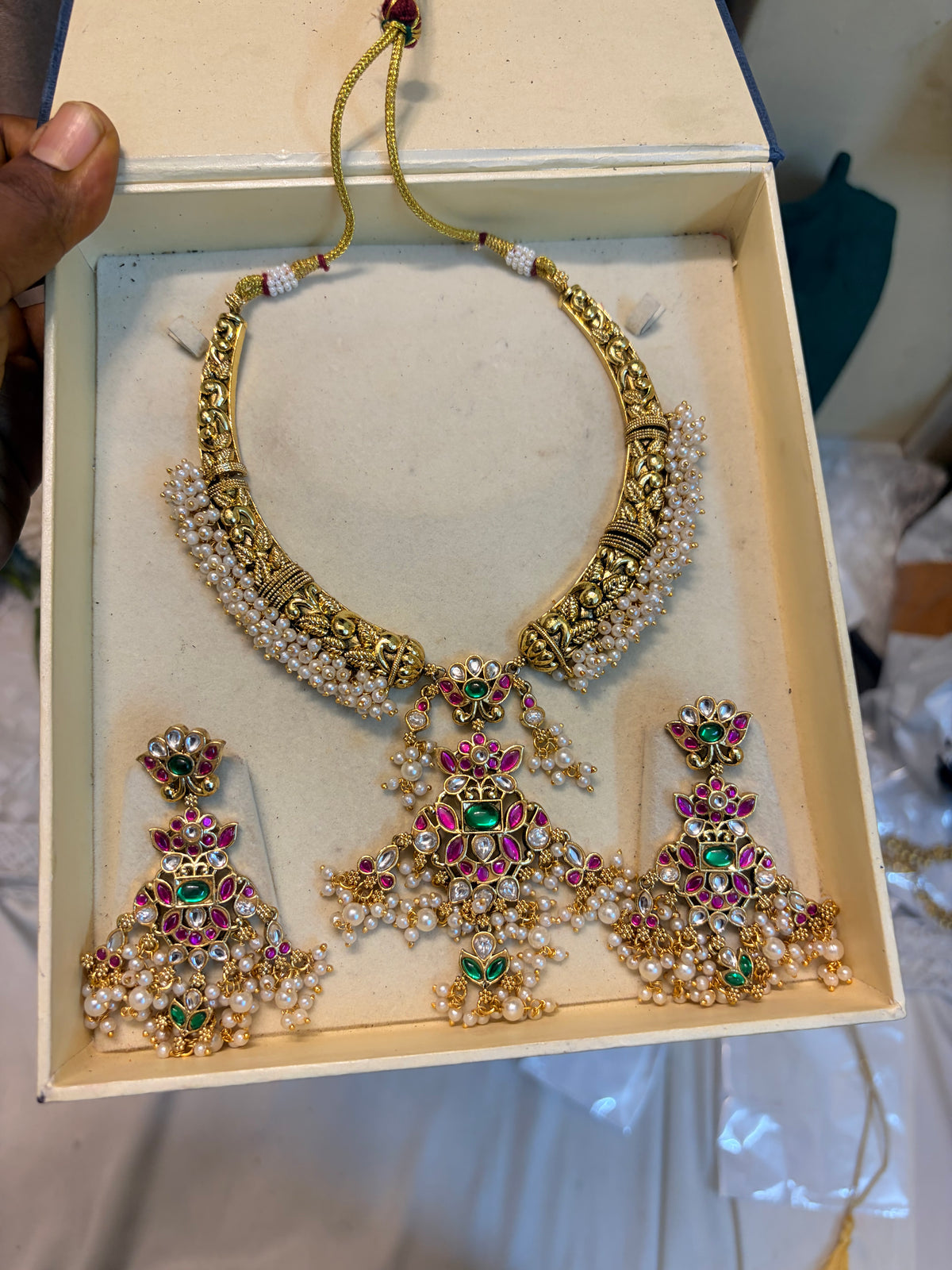 Classic kemp stones jadau Kanti set premium quality