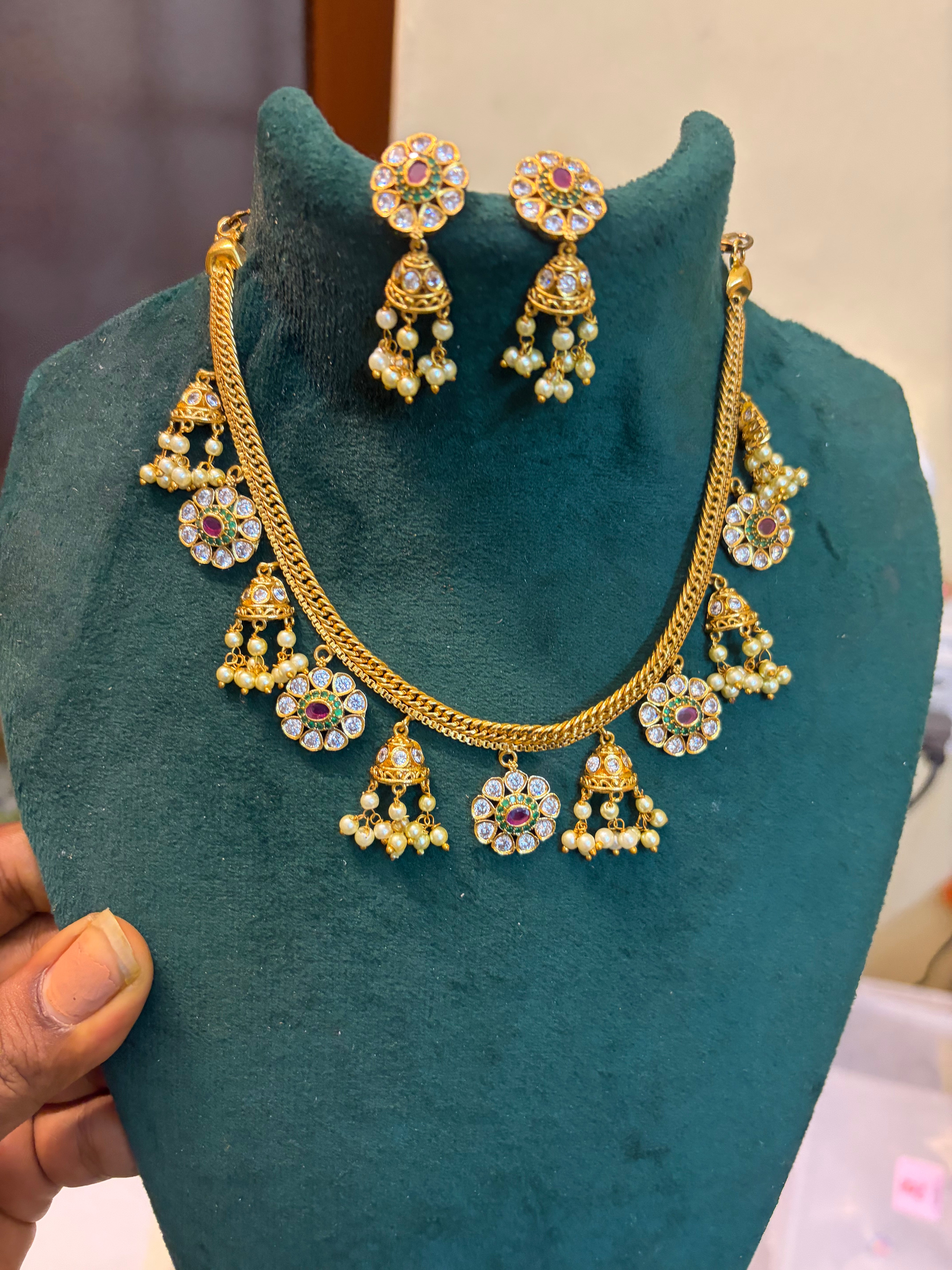 Traditional Jhumka style necklace set