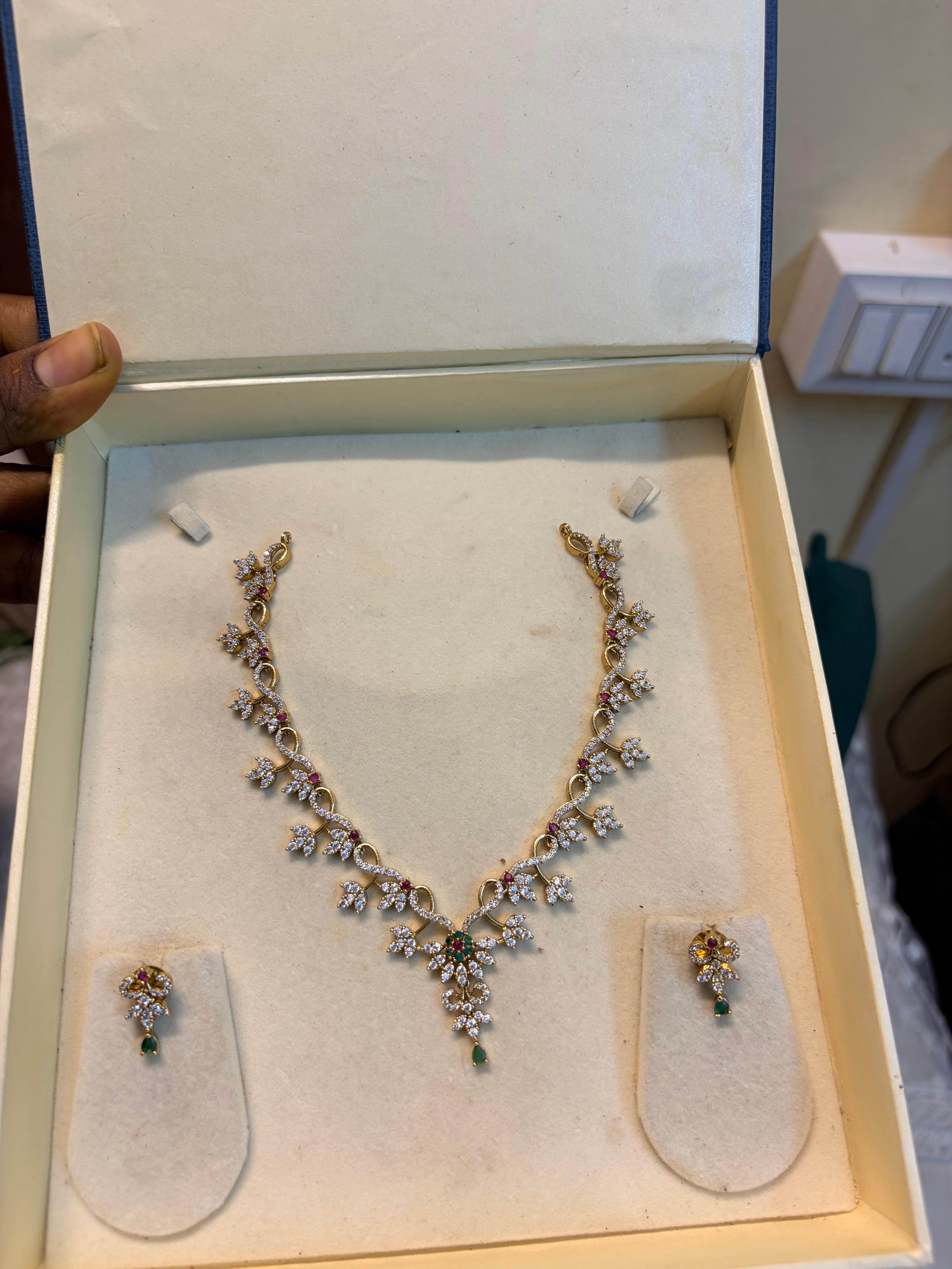 Cz stone gold plated necklace set
