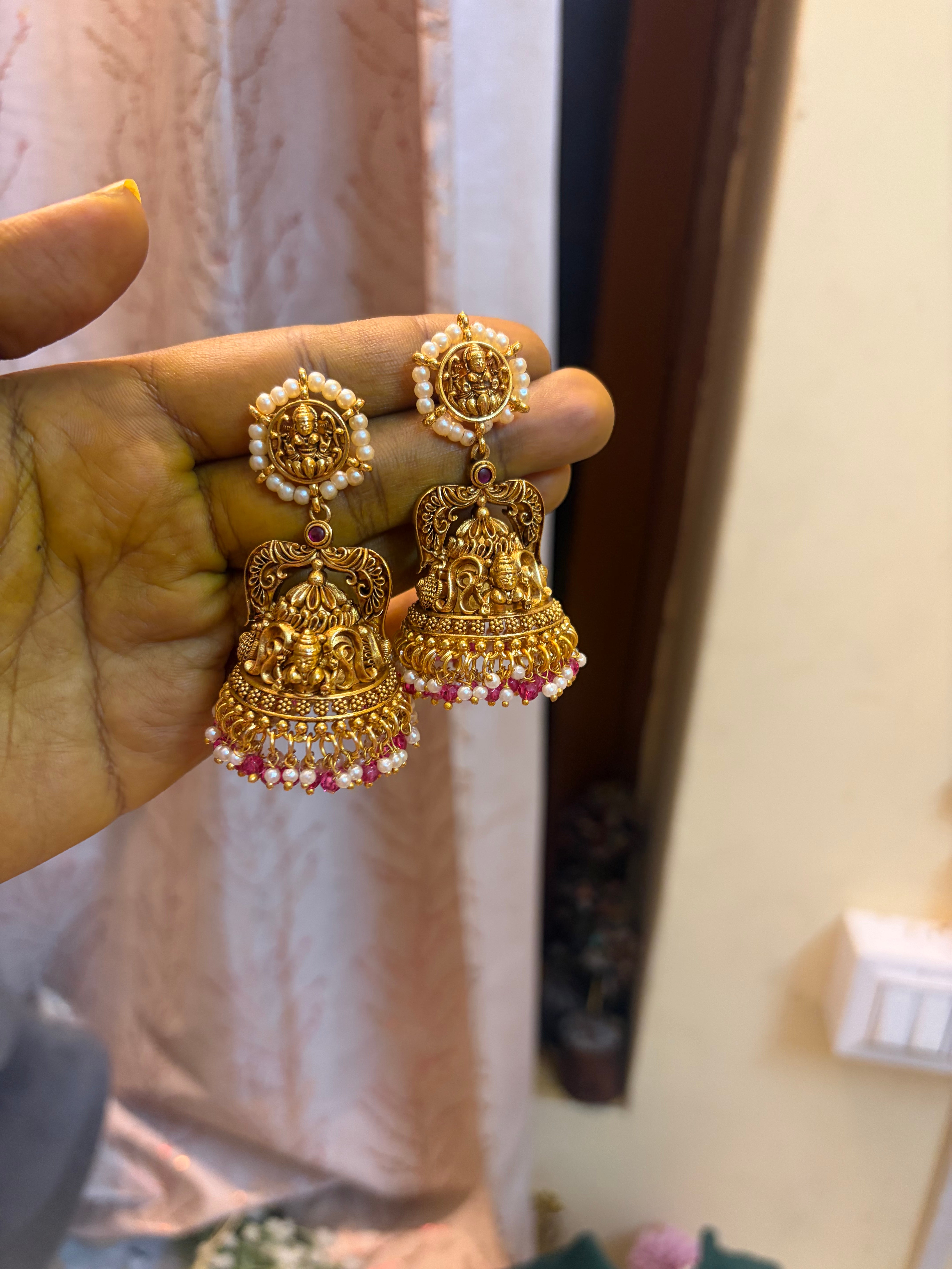 Gold antique finish Jhumka
