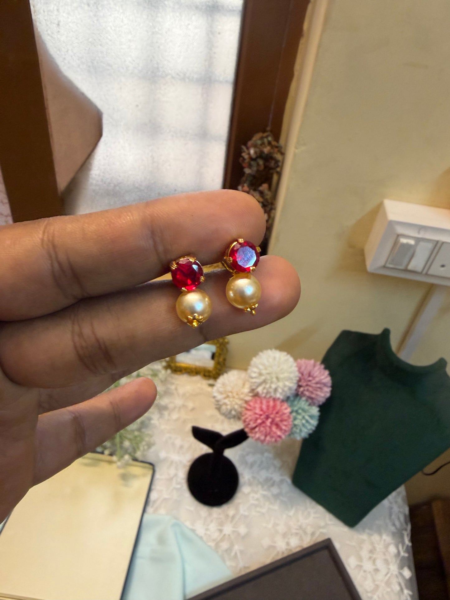 Ruby Panchaloham Daily wear screw back earrings