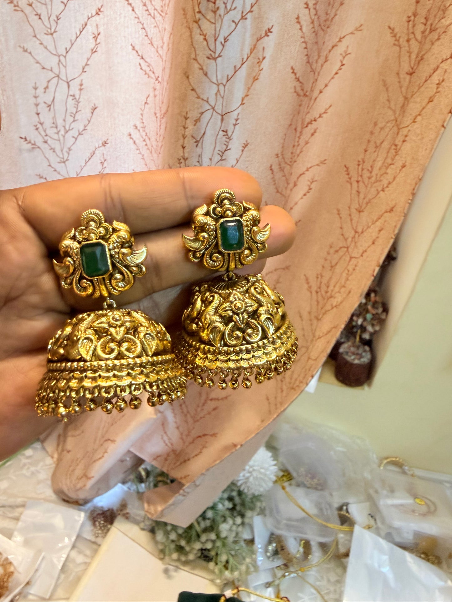 Vintage bridal gold antique Jhumka